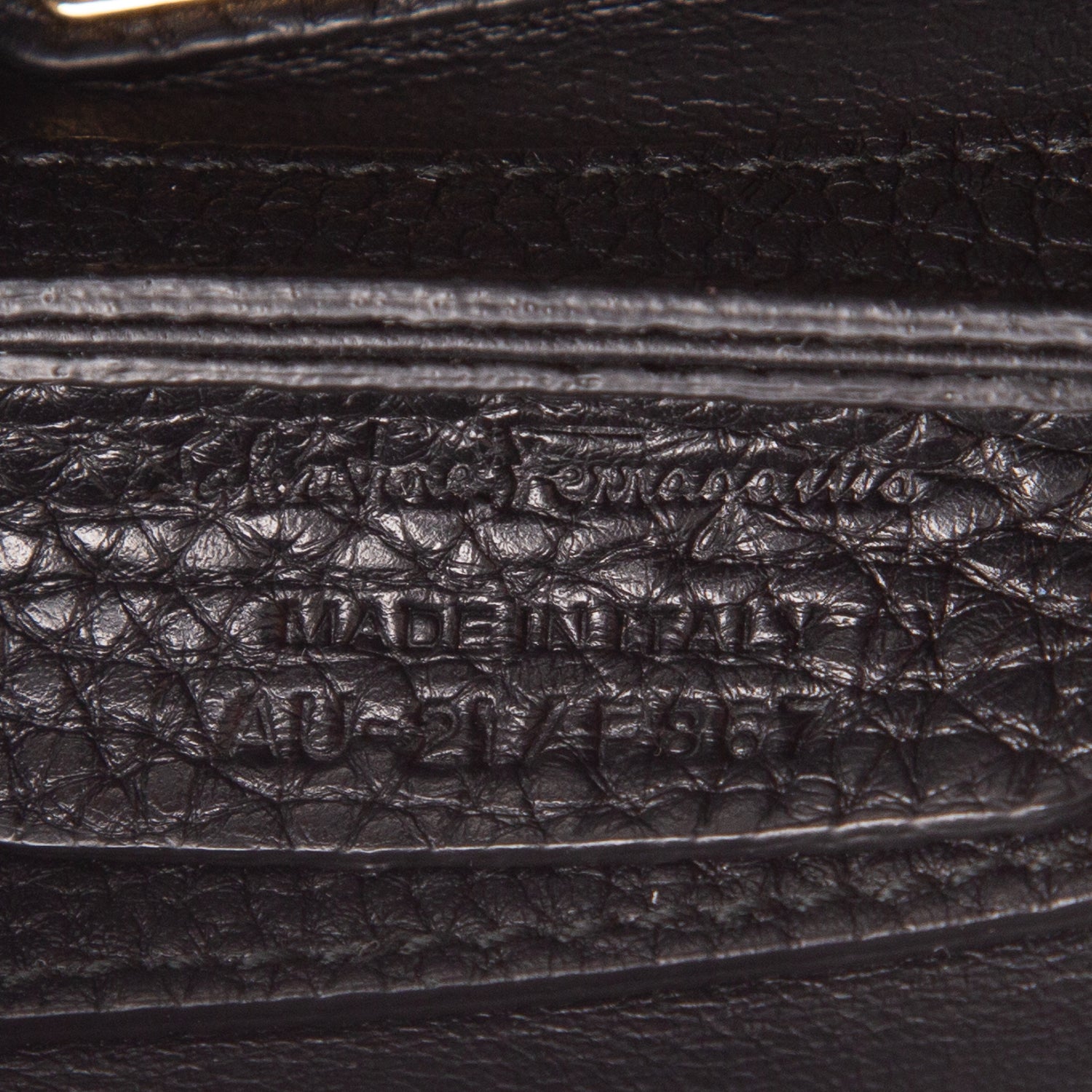 Ferragamo Black Calfskin Zip Pouch