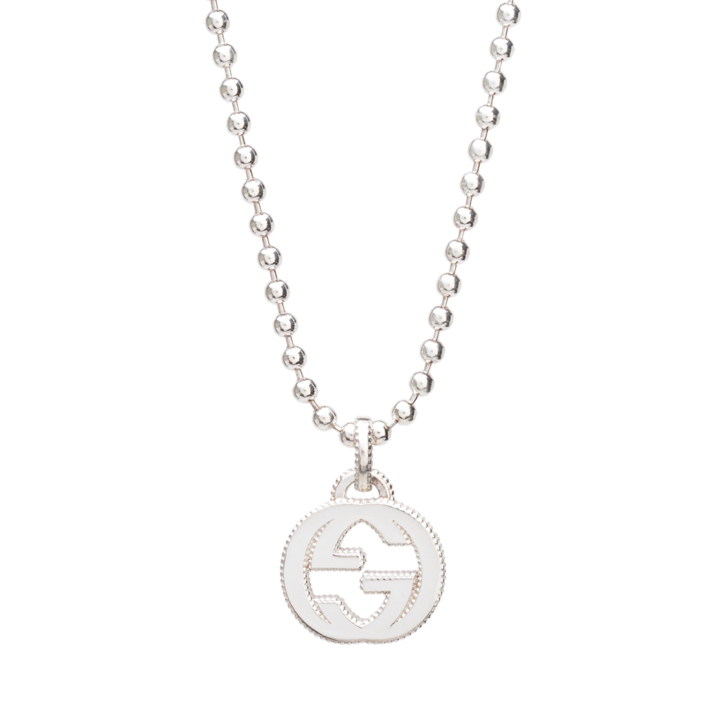 Gucci Sterling Silver Interlocking G Pendant Necklace