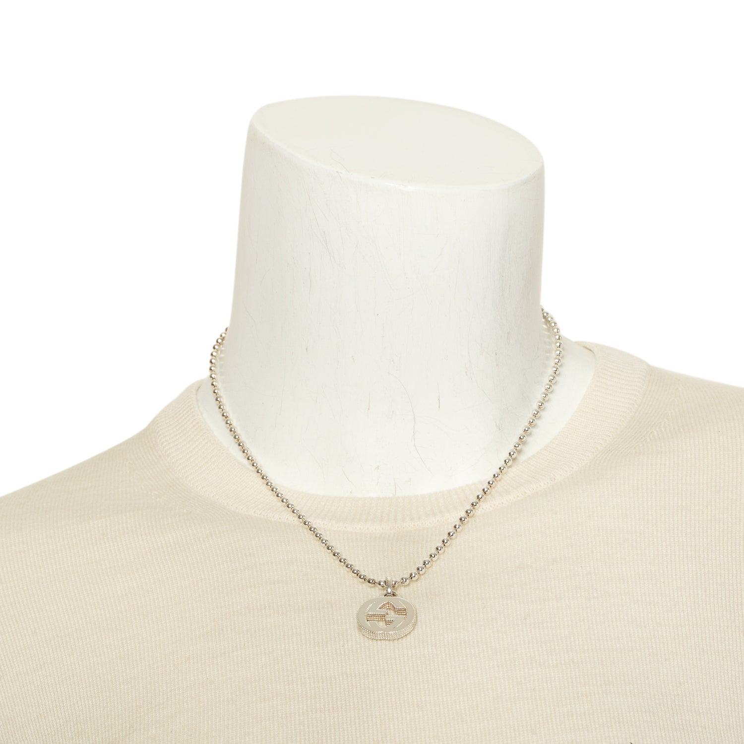 Gucci Sterling Silver Interlocking G Pendant Necklace