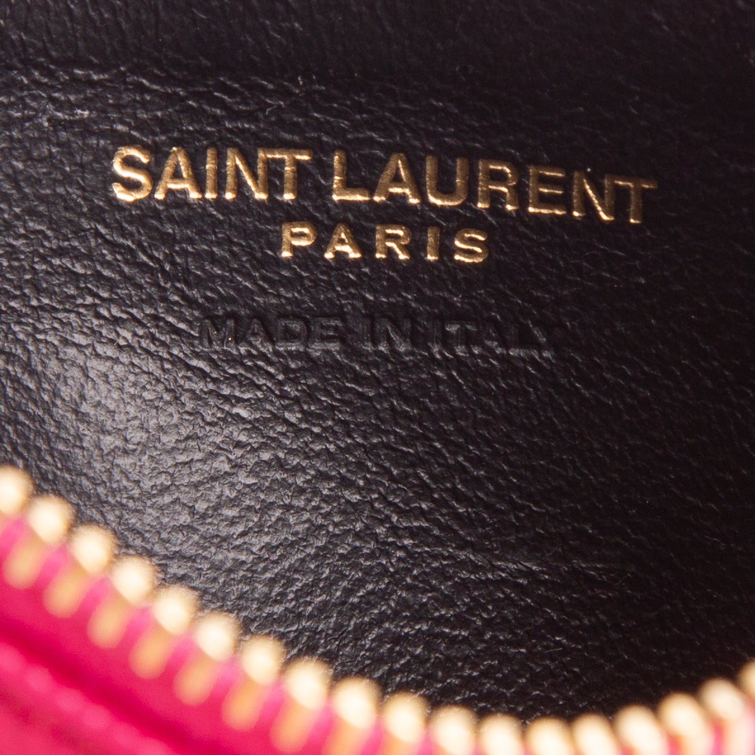 Saint Laurent 2023 Pink Grain De Poudre Leather Cassandre Matelasse Fragments Zipped Card Case