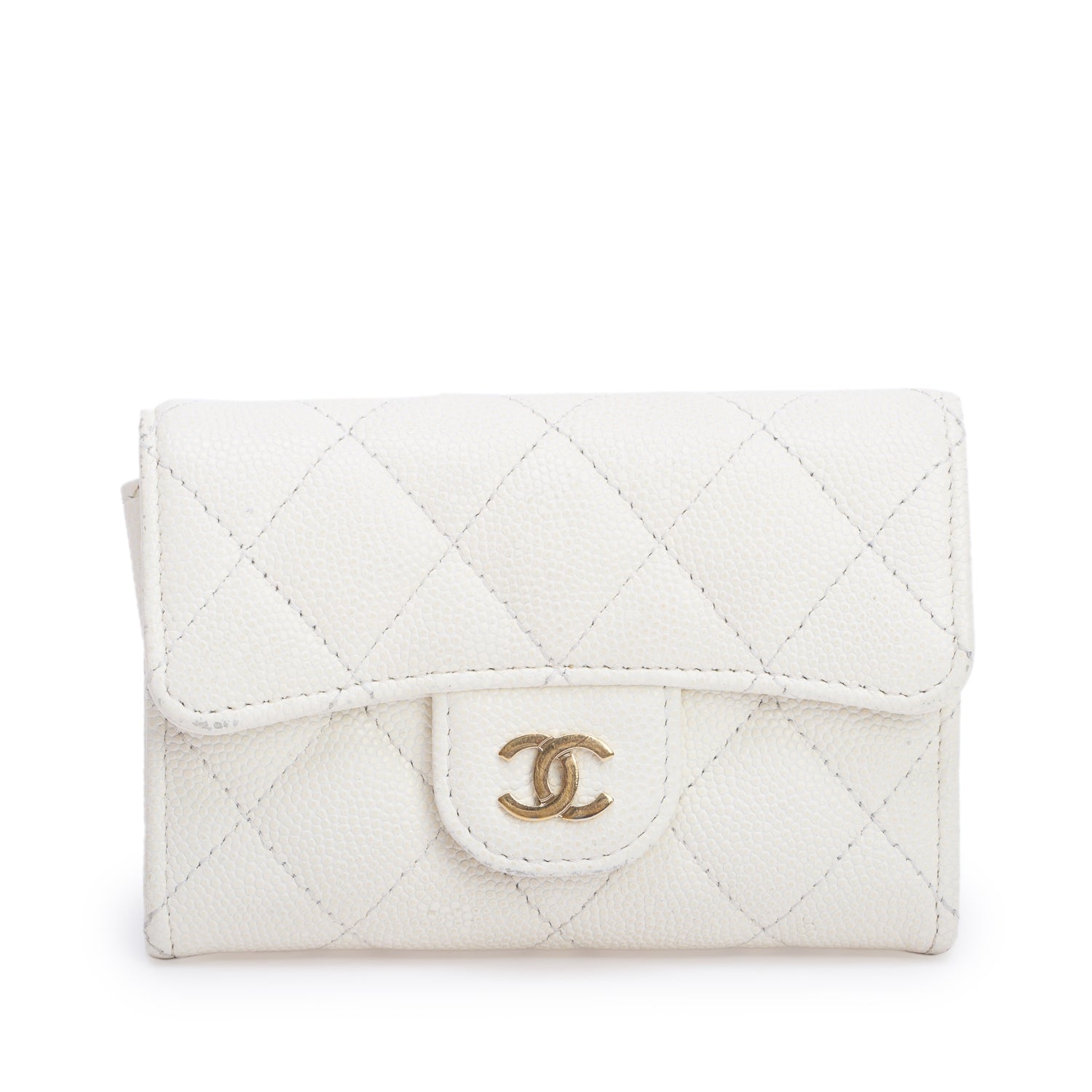 Chanel Cream Caviar Leather Classic Flap Card Holder