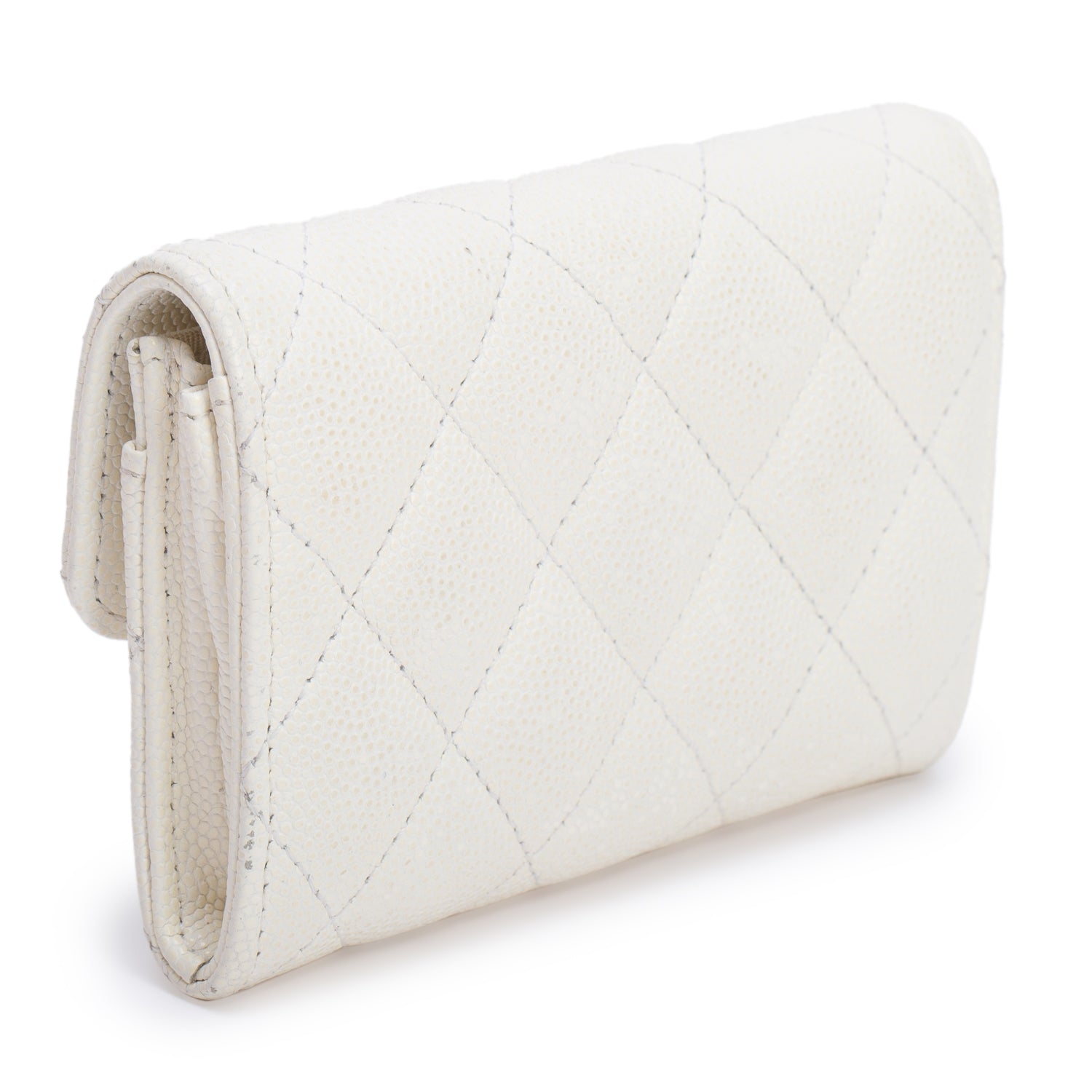 Chanel Cream Caviar Leather Classic Flap Card Holder