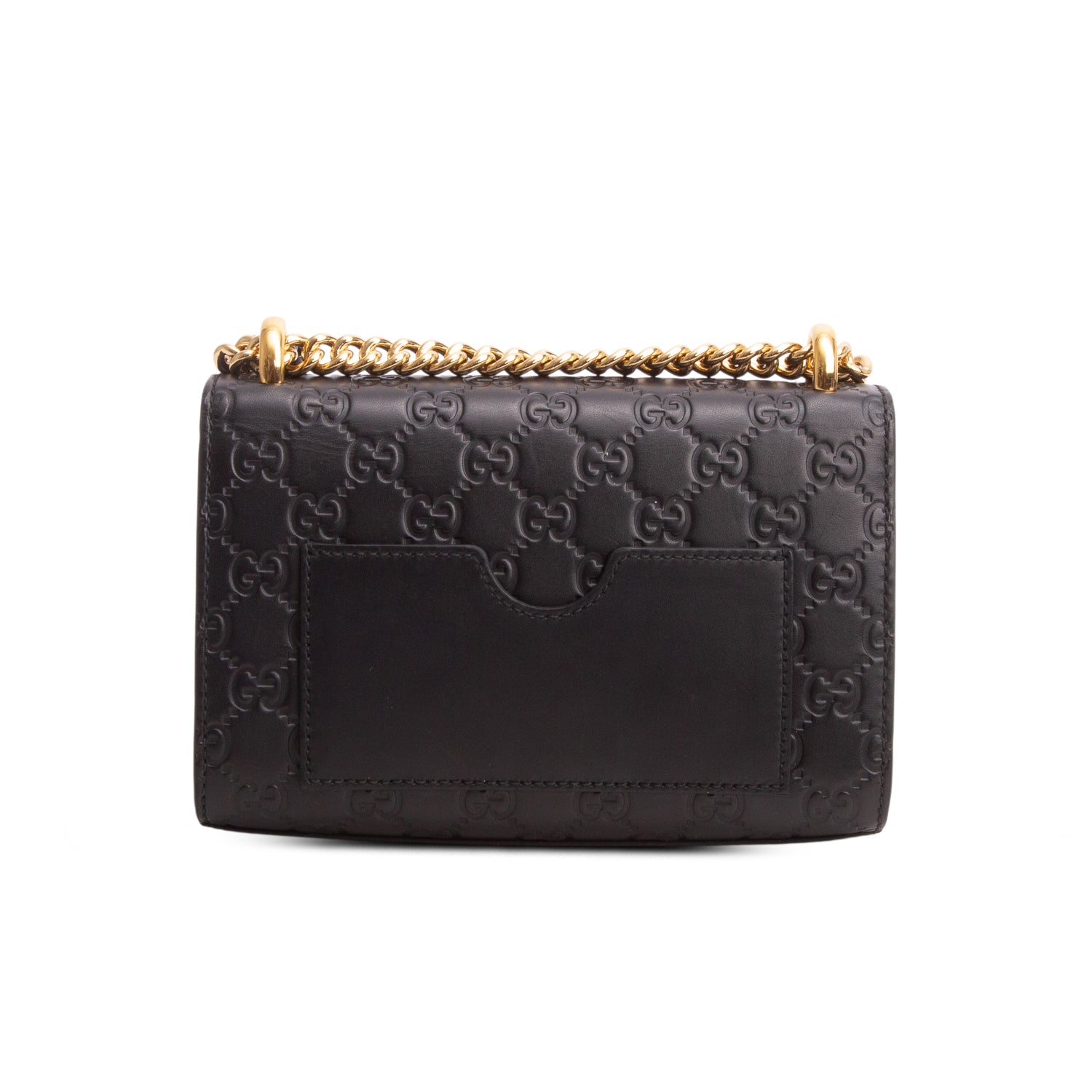 Gucci Black Leather Signature Small Padlock Shoulder Bag