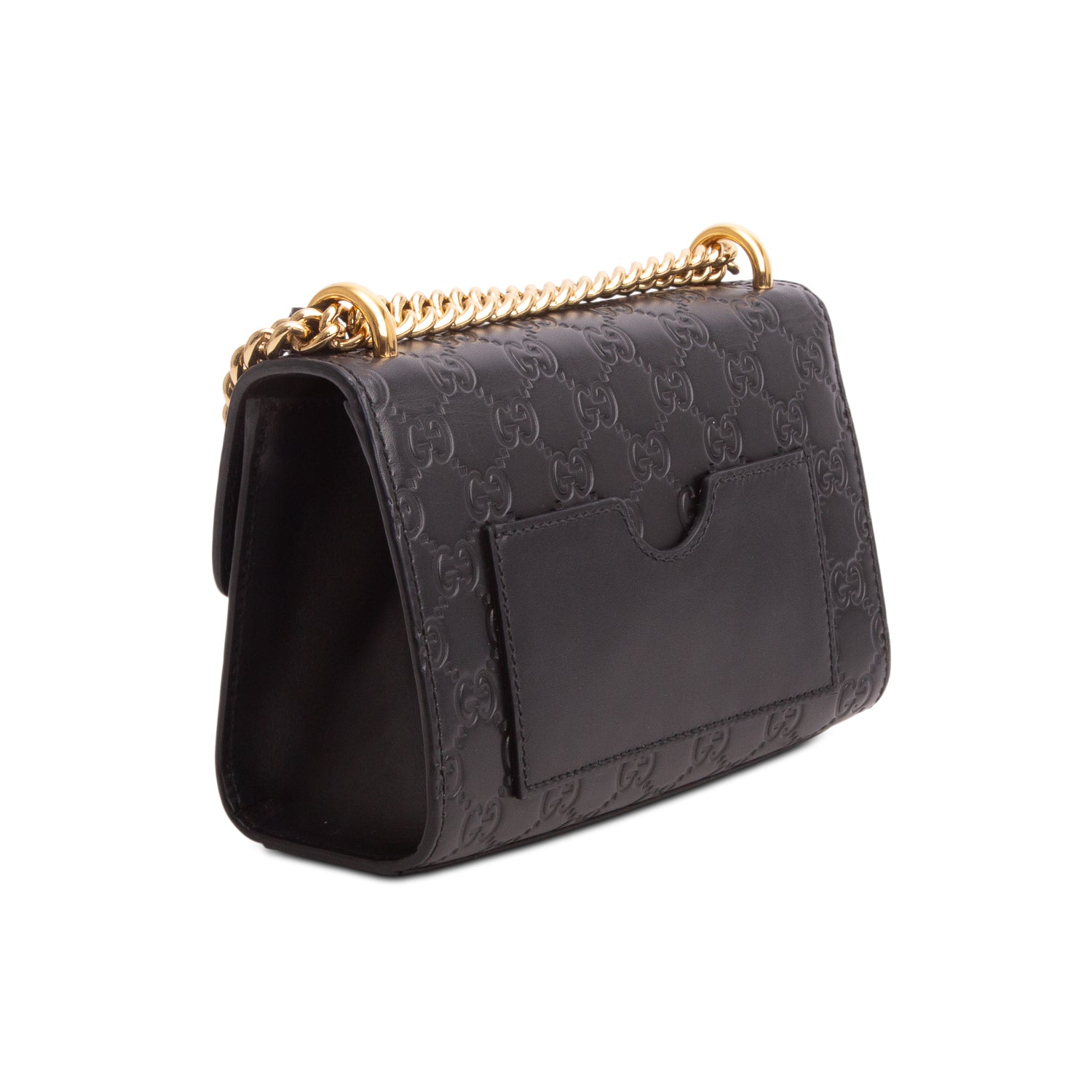 Gucci Black Leather Signature Small Padlock Shoulder Bag