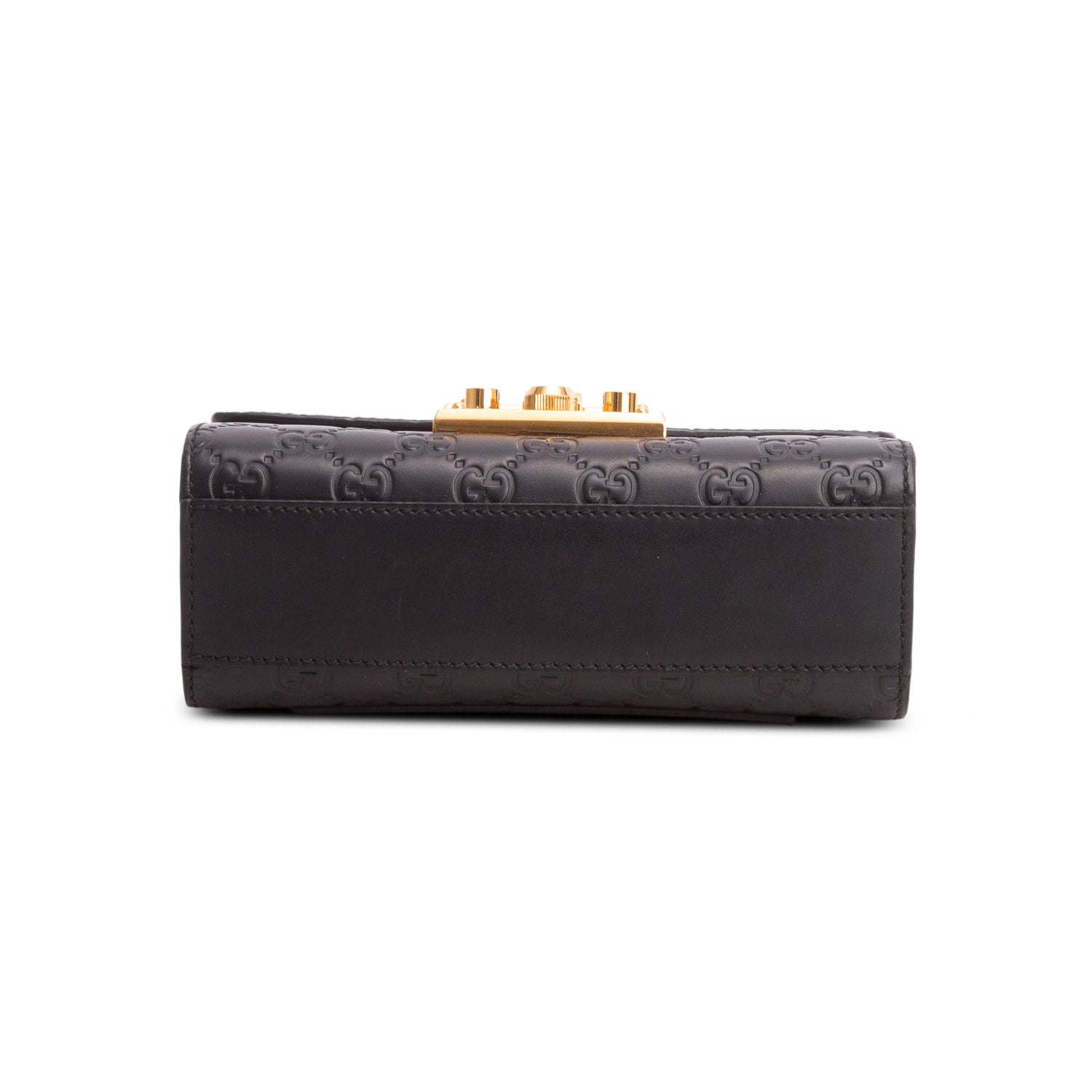 Gucci Black Leather Signature Small Padlock Shoulder Bag