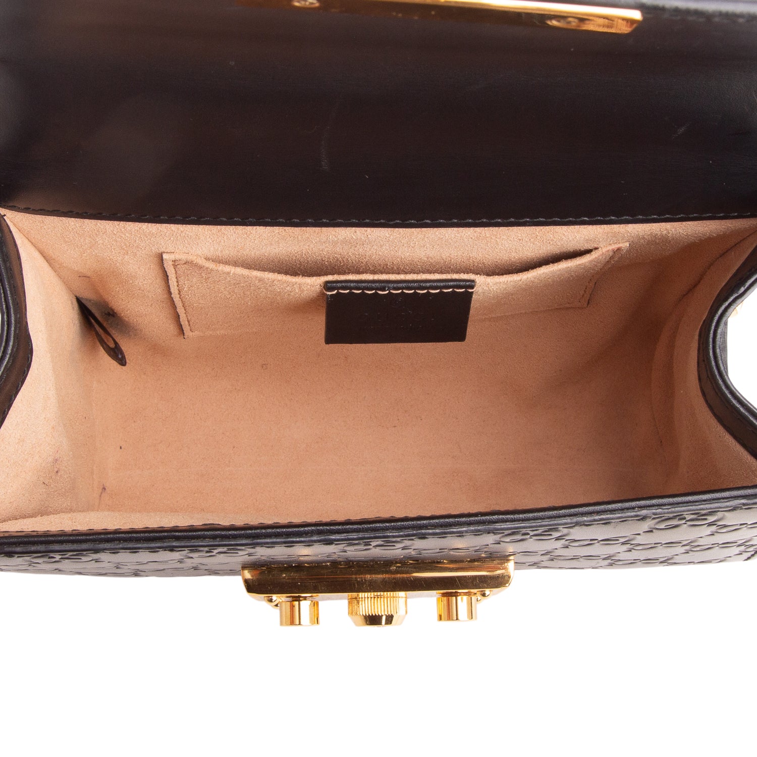 Gucci Black Leather Signature Small Padlock Shoulder Bag