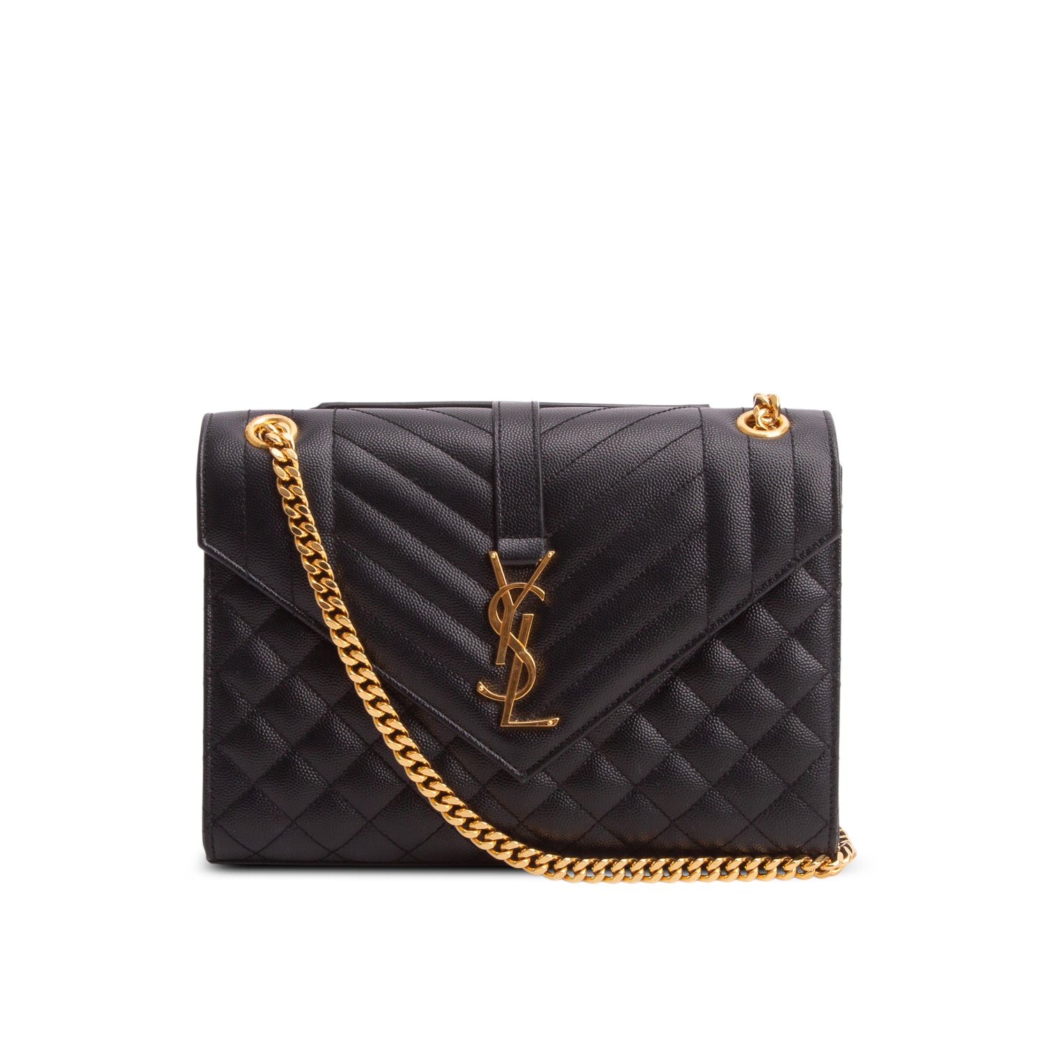 Saint Laurent Black Lambskin Matelasse Medium Triquilt Monogram Satchel