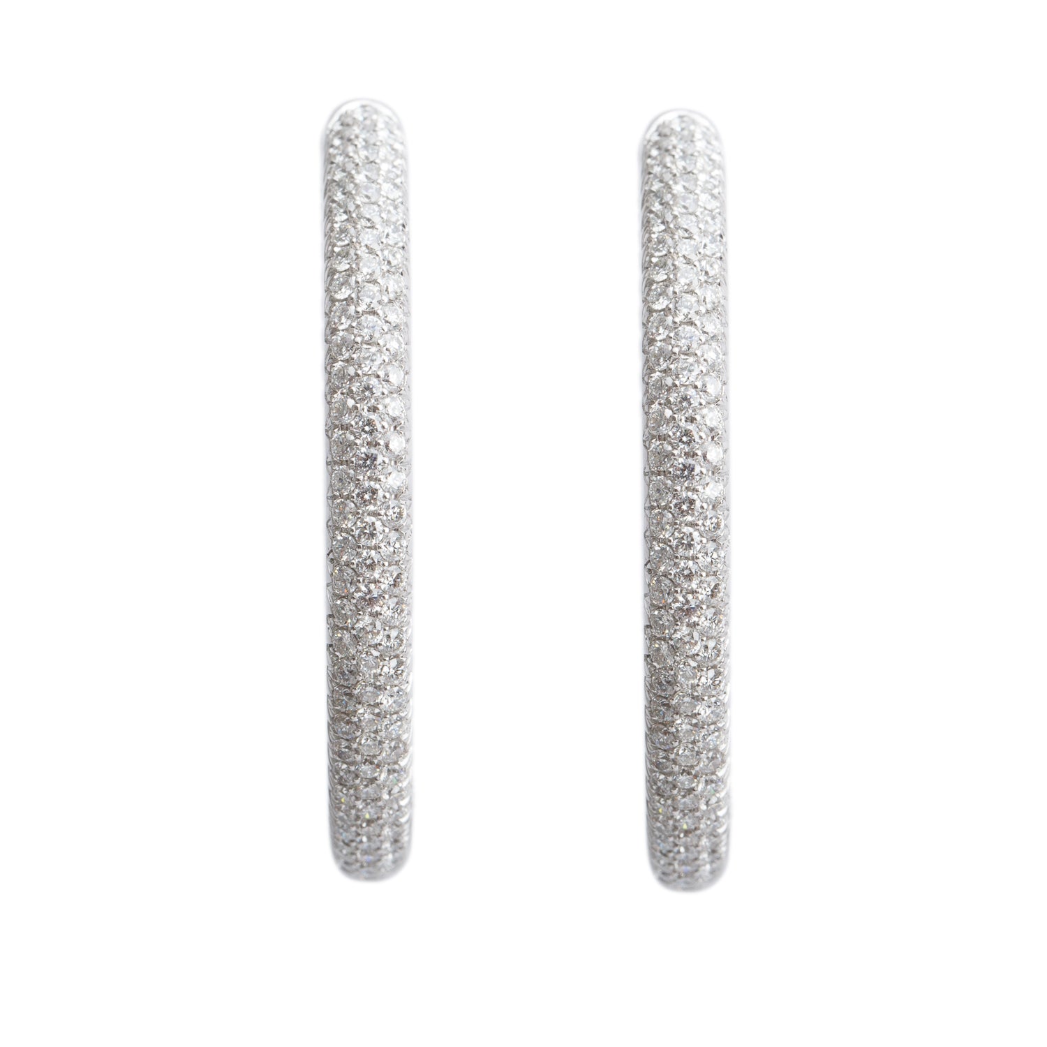 18k White Gold 3.83 tcw. Diamond Inside-Out Hoop Earrings