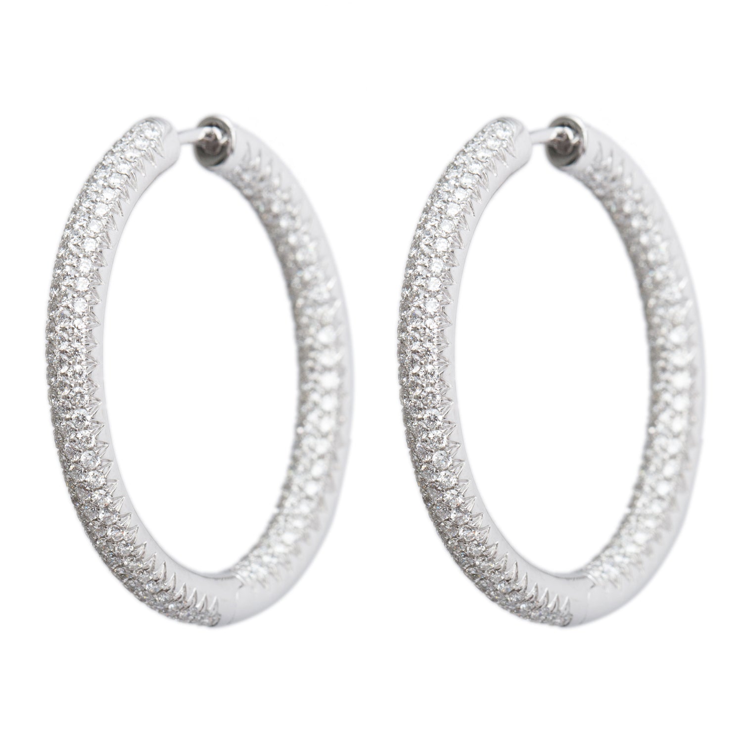 18k White Gold 3.83 tcw. Diamond Inside-Out Hoop Earrings