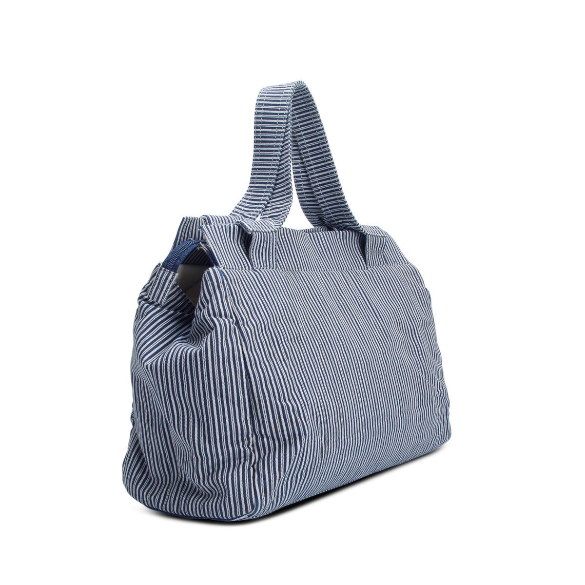 Chanel Blue/White Pinstripe Chambray CC Shopper Tote