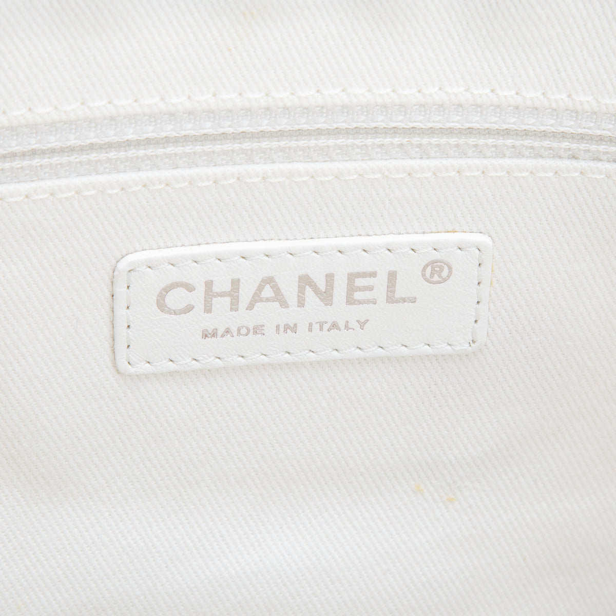 Chanel Blue/White Pinstripe Chambray CC Shopper Tote