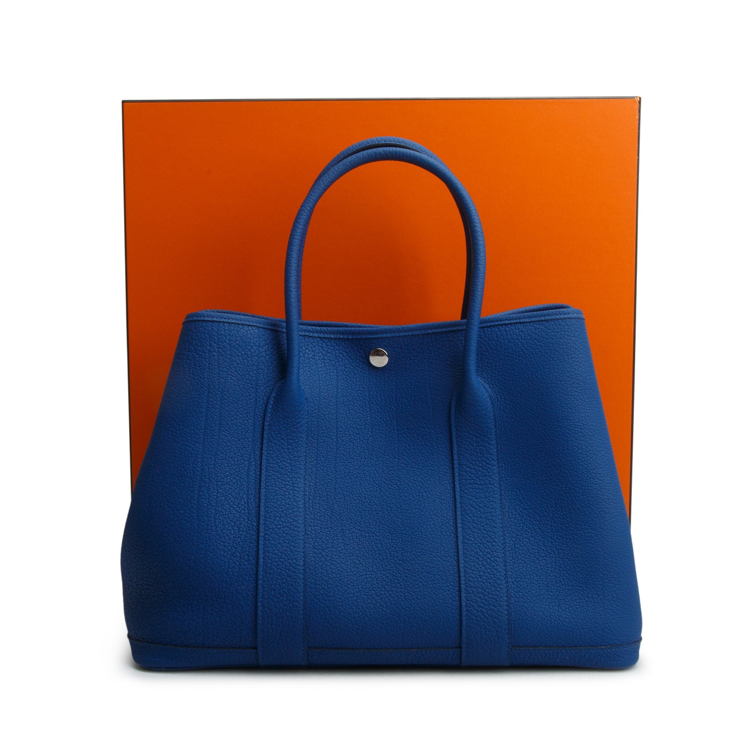 Hermes 2022 Bleu Agate Negonda Leather Garden Party 36 w/ Box