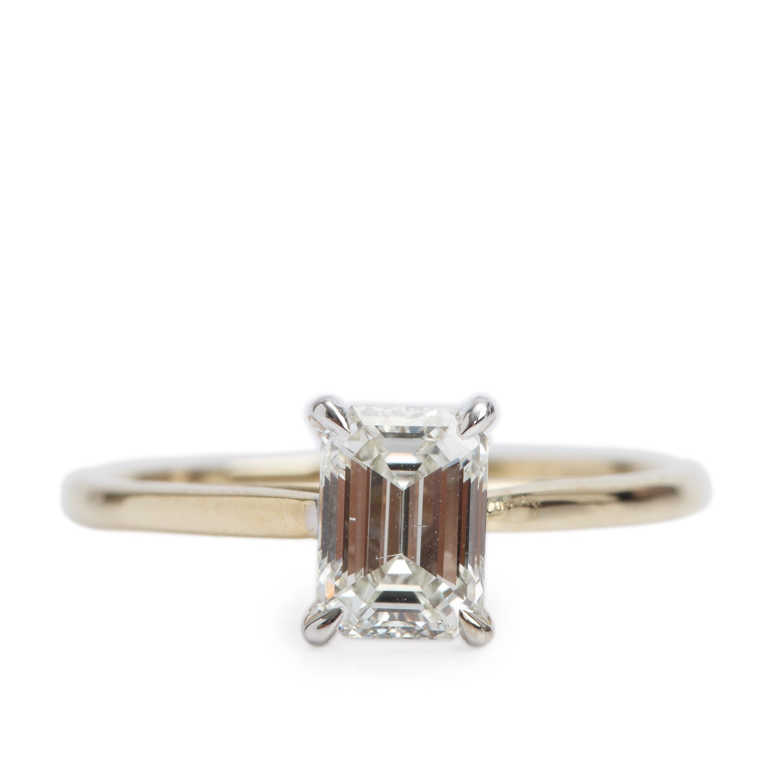 14k Yellow Gold 1.01 ct. Emerald Cut Diamond Engagement Ring, Size 5.75 w/ GIA Certificate