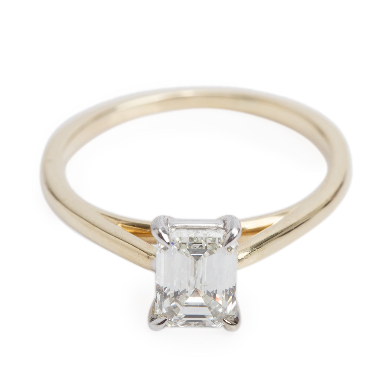 14k Yellow Gold 1.01 ct. Emerald Cut Diamond Engagement Ring, Size 5.75 w/ GIA Certificate
