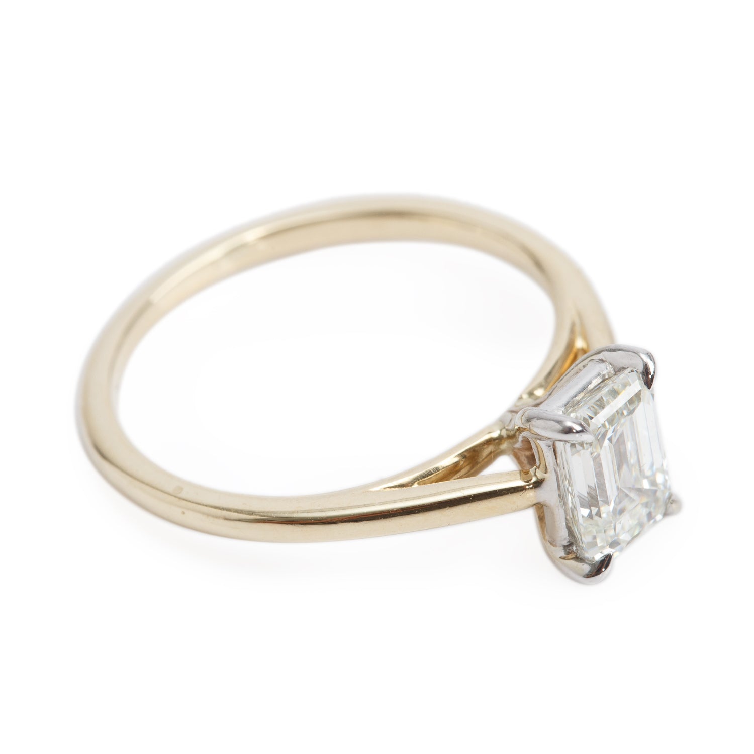 14k Yellow Gold 1.01 ct. Emerald Cut Diamond Engagement Ring, Size 5.75 w/ GIA Certificate