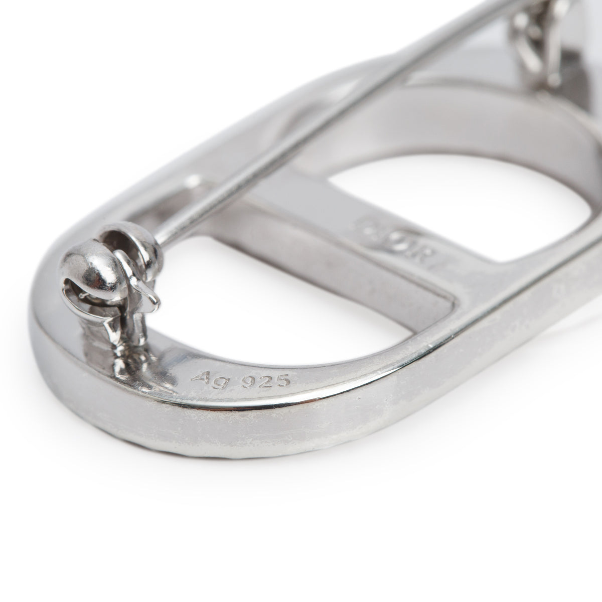Christian Dior Sterling Silver Crystal CD Icon Brooch