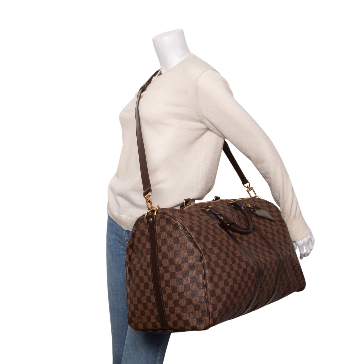 Louis Vuitton Damier Ebene Keepall Bandouliere 55 w/ Strap