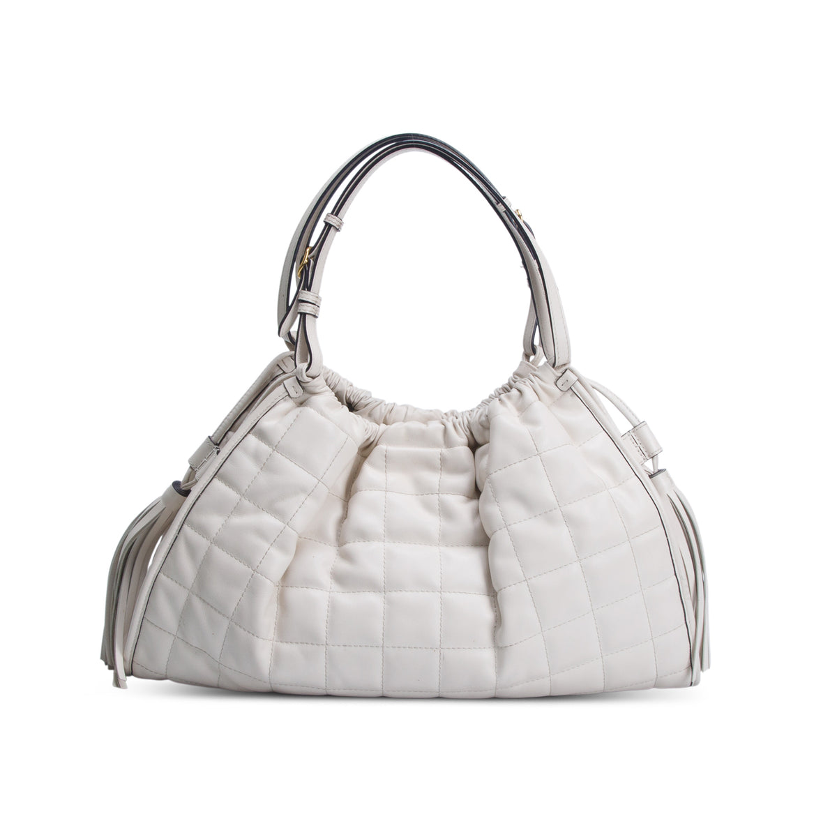 Gucci Cream Calfskin Quilted Medium Deco Tote Bag w/ Box