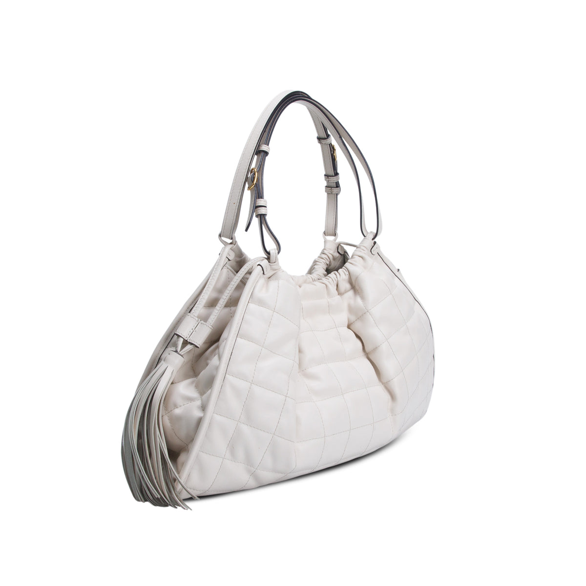 Gucci Cream Calfskin Quilted Medium Deco Tote Bag w/ Box