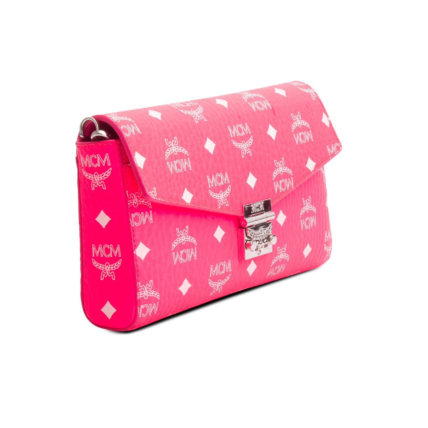 MCM Neon Pink Visetos Medium Millie Crossbody Bag