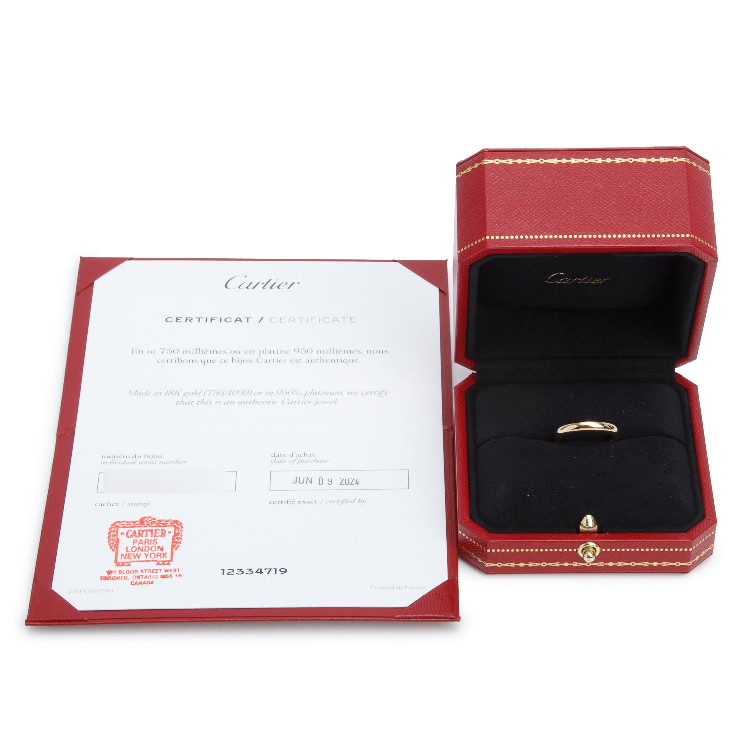 Cartier 2024 18k Yellow Gold 3.5 MM 1895 Wedding Band Ring, Size 51 5.75 w/ Box & Certificate