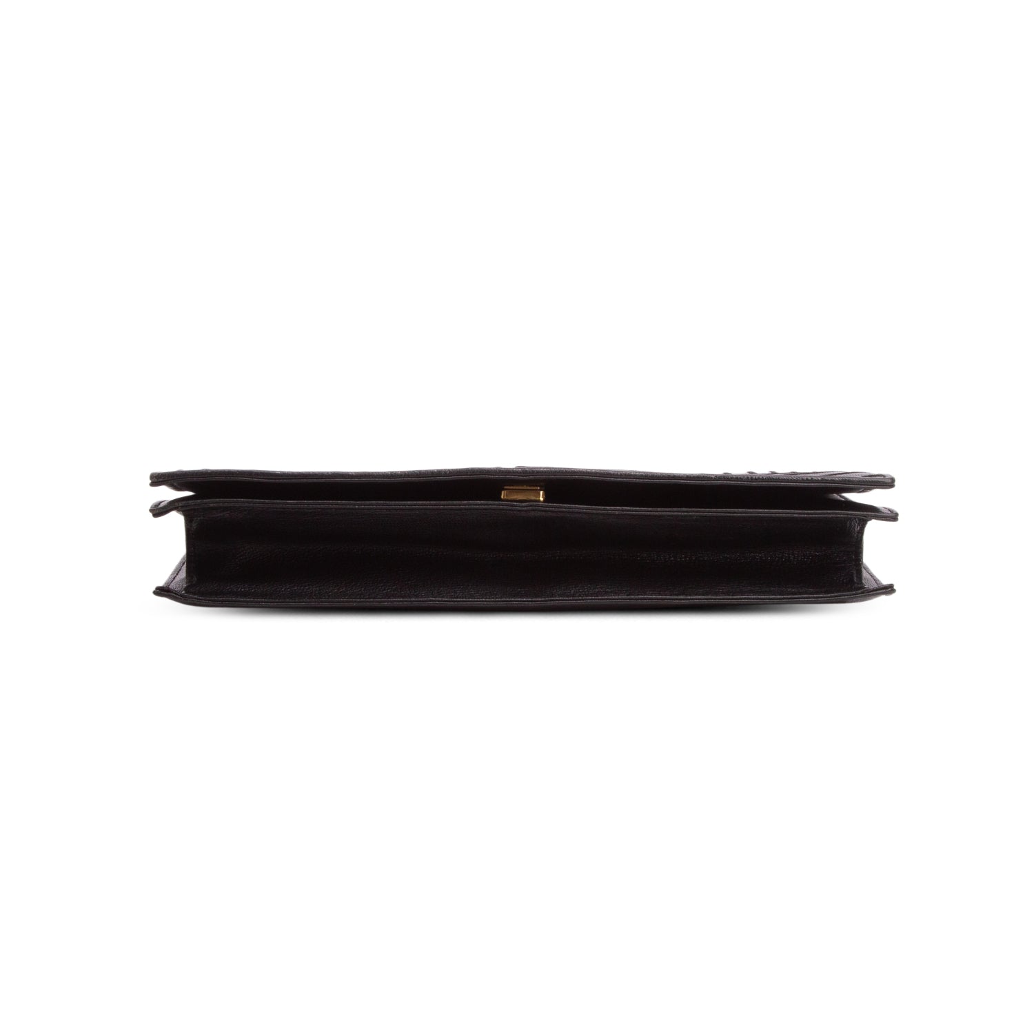 Fendi Vintage Black Leather Woven Clutch