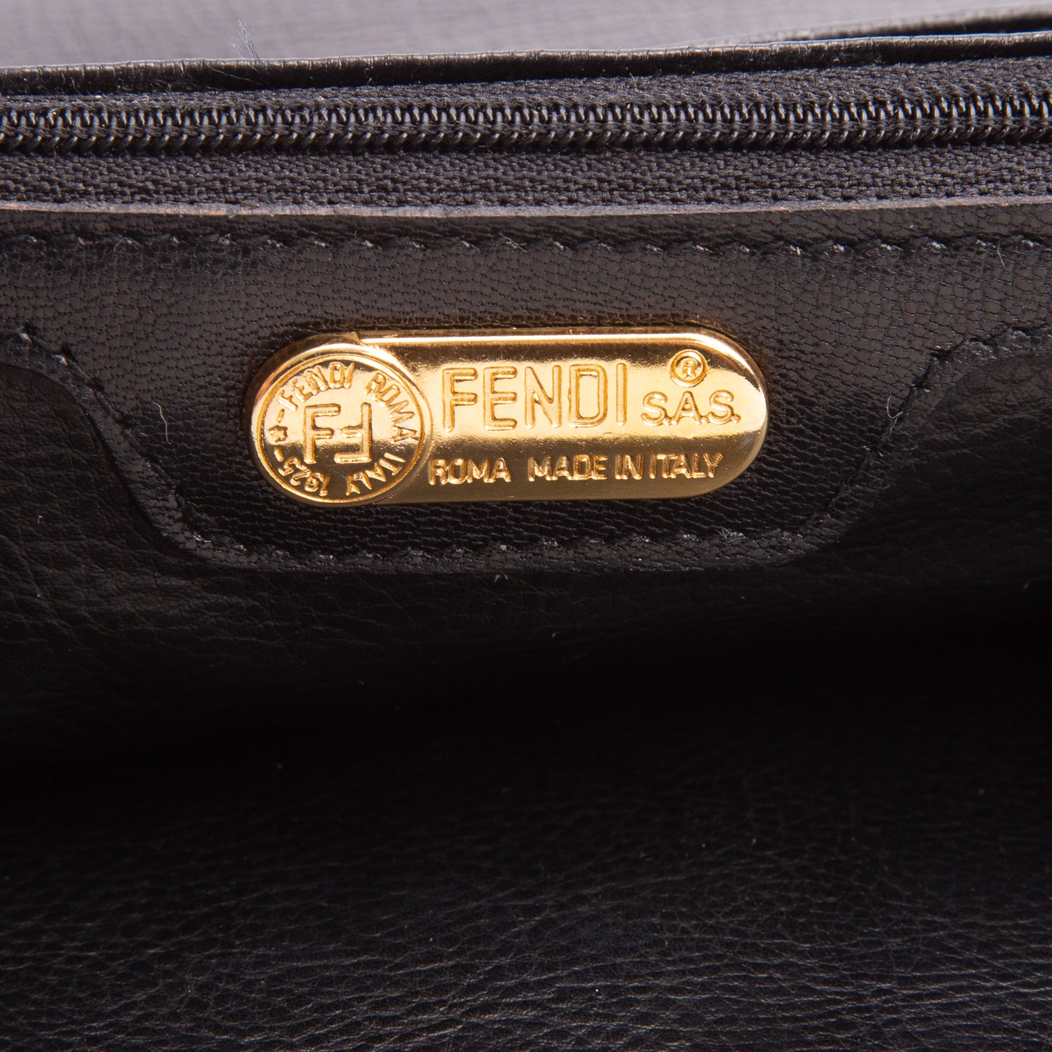 Fendi Vintage Black Leather Woven Clutch