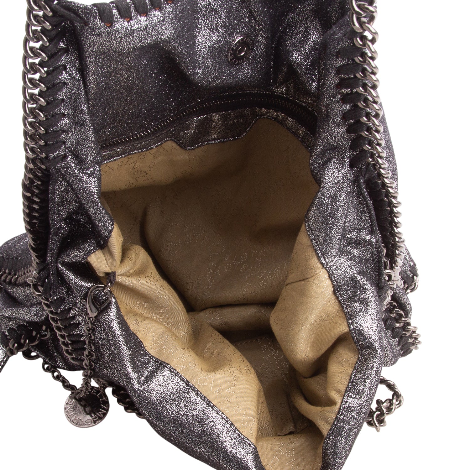 Stella McCartney Silver Vegan Shaggy Deer Fabric Falabella Fold-Over Tote w/ Pouch