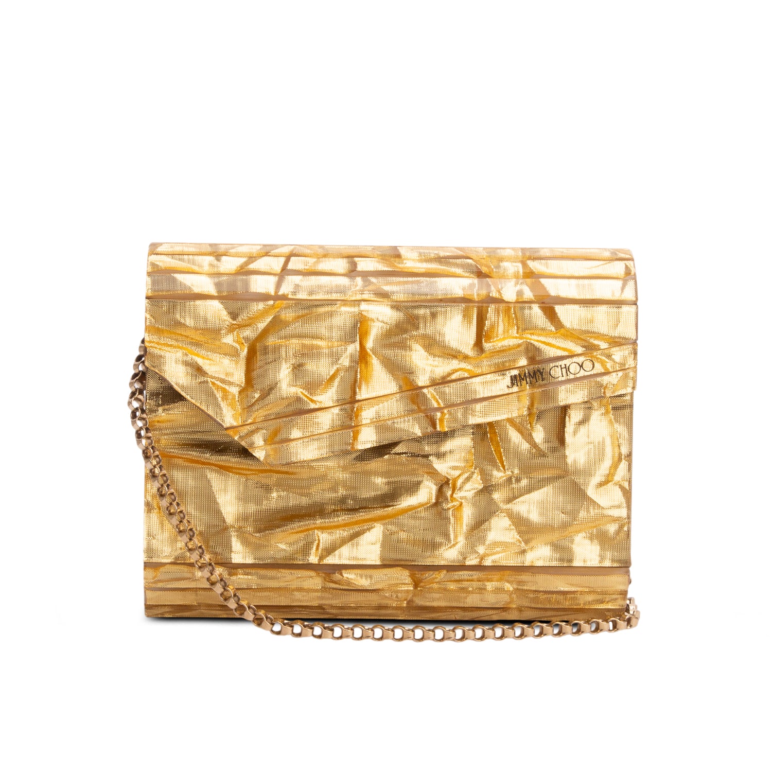 Jimmy Choo Gold Acrylic Glitter Clutch Bag