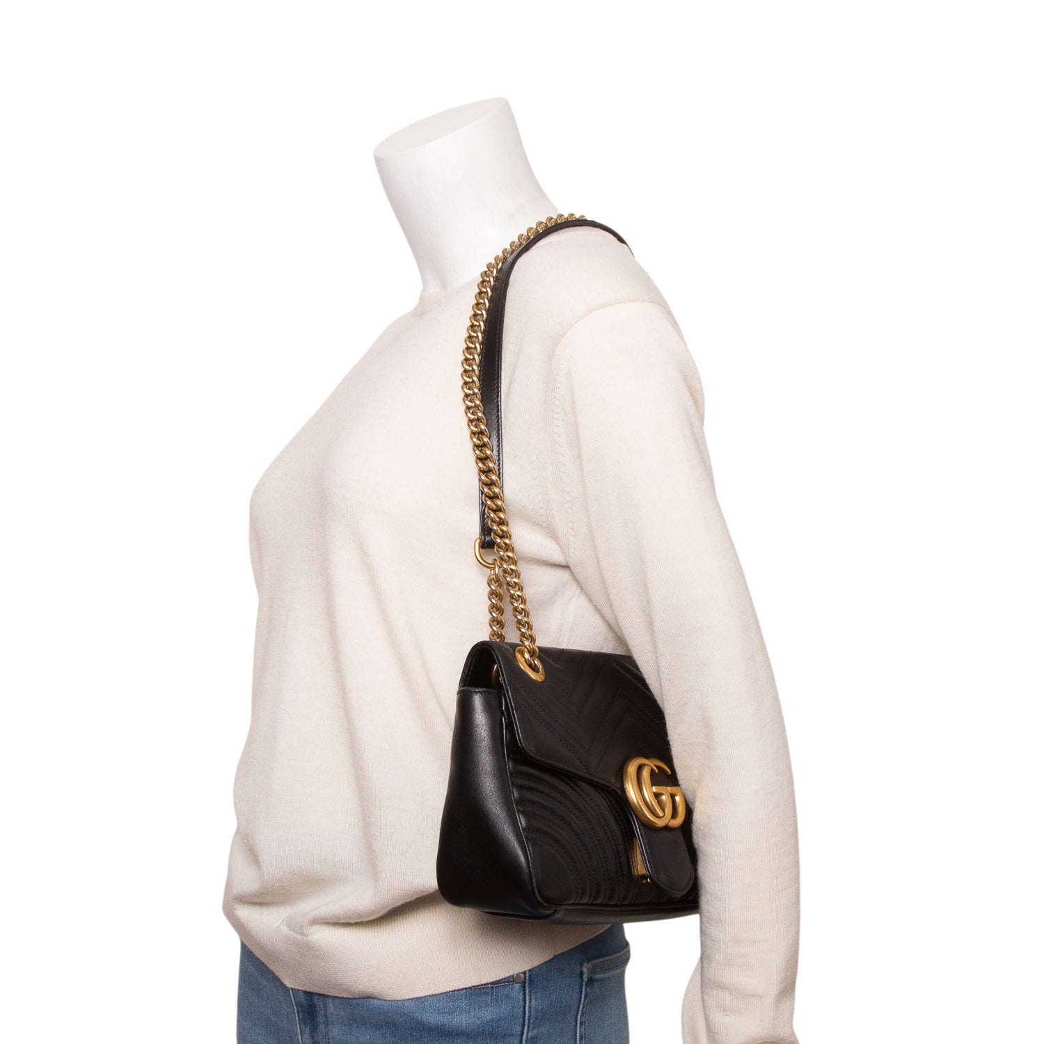 Gucci Black GG Marmont Matelasse Medium Shoulder Bag