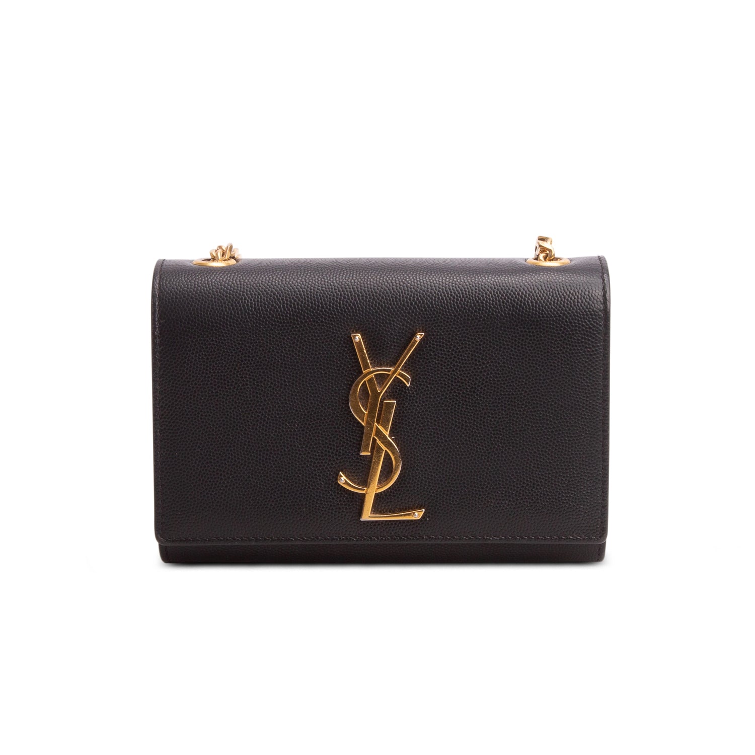 Saint Laurent Black Grain De Poudre Small Kate Chain Bag