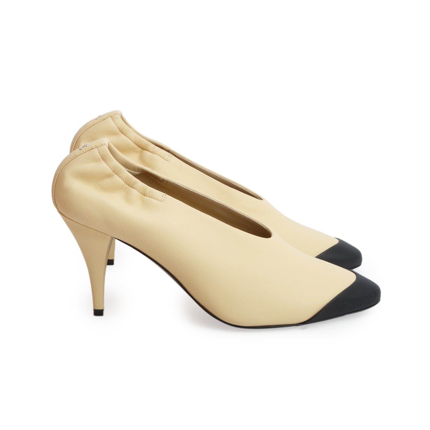Chanel 2026 Yellow Lambskin Cap Toe Pumps, Women's Size 39.5 w/ Box