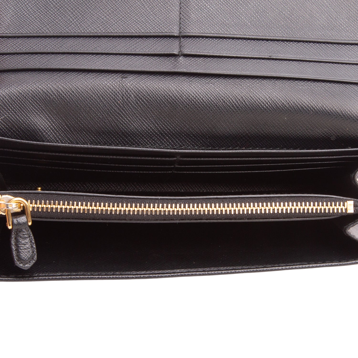 Prada Black Saffiano Metal Flap Continental Wallet