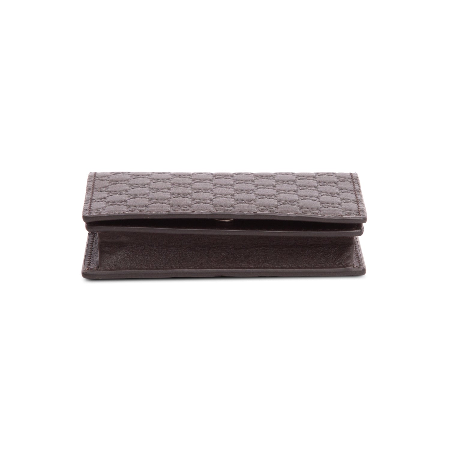 Gucci Brown Micro Signature Leather Bifold Wallet w/ Box