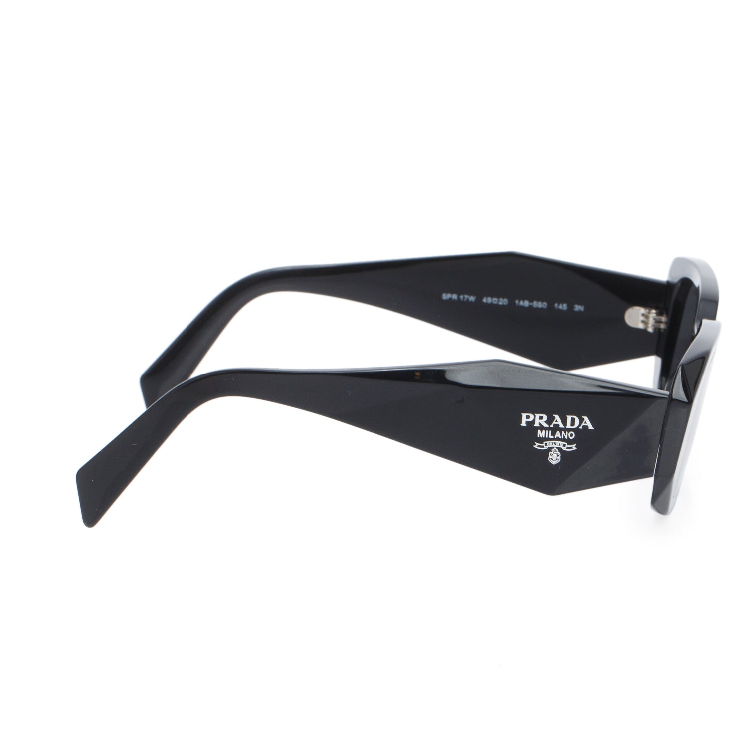 Prada SPR 17W Black Acetate Symbole Rectangular Sunglasses w/ Box & Case