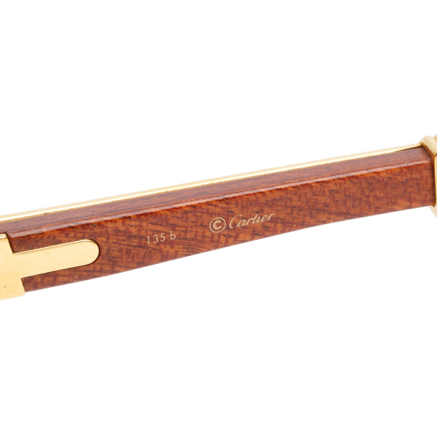 Cartier 135B Brown Gold Plated and Wood Premier De Cartier Oval Sunglasses w/ Case
