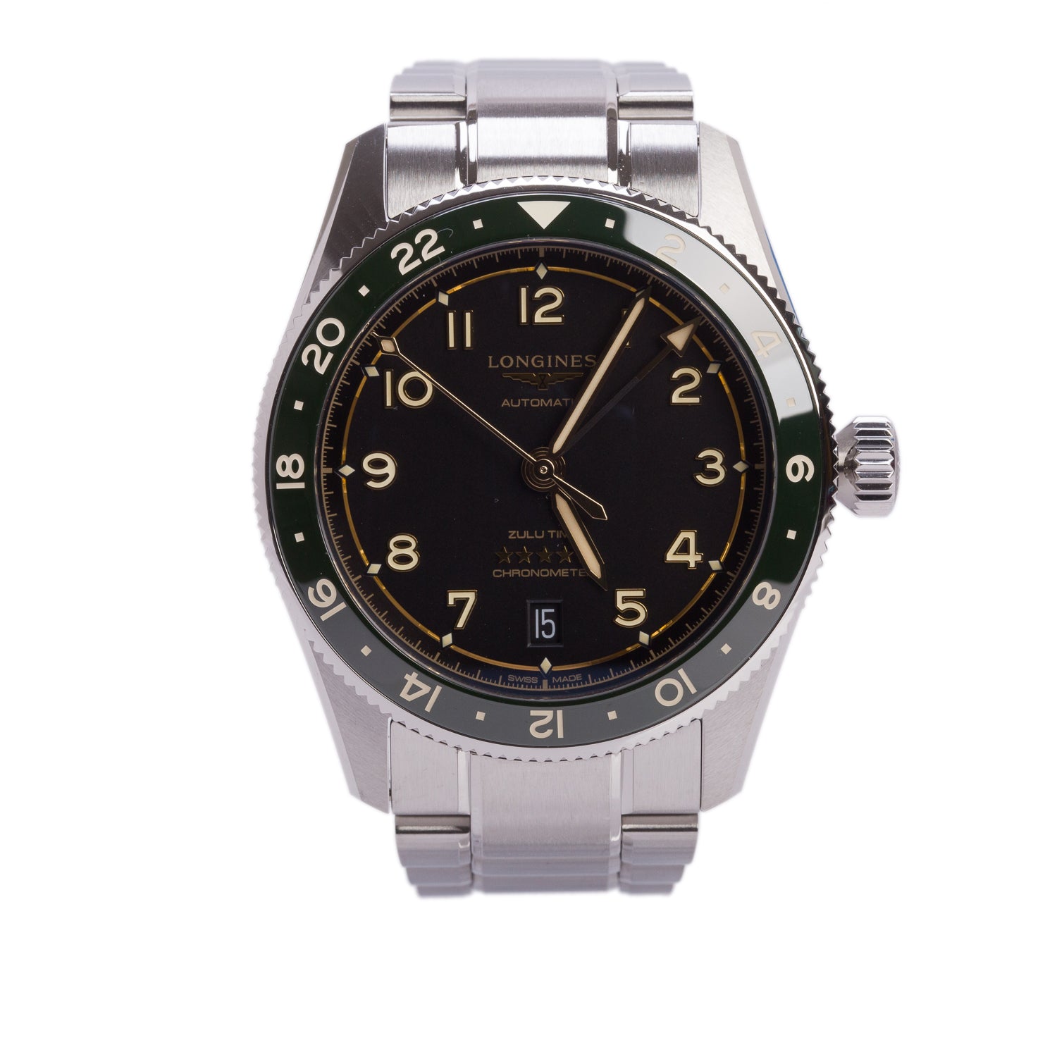 Longines 2026 Stainless Steel Spirit Zulu Time 39 MM Automatic Watch Black Dial w/ Box & Papers