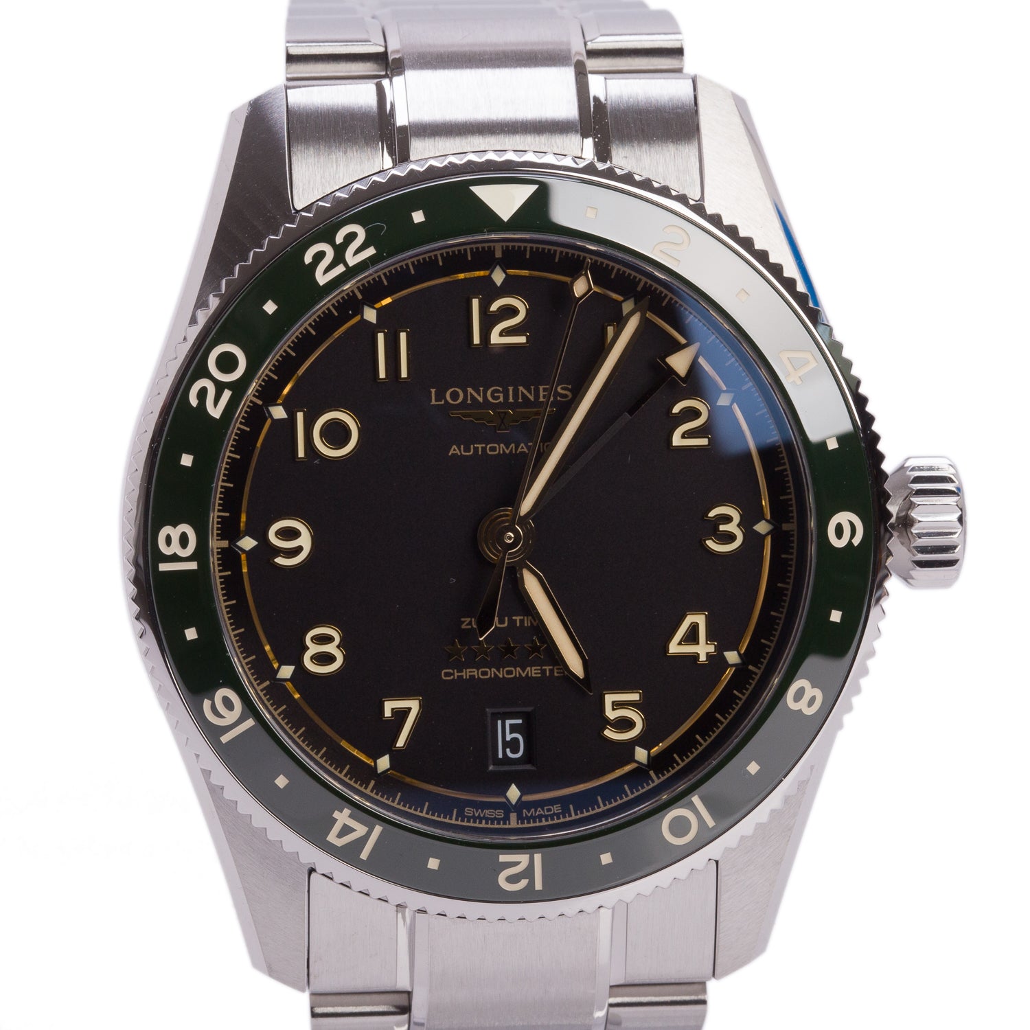 Longines 2026 Stainless Steel Spirit Zulu Time 39 MM Automatic Watch Black Dial w/ Box & Papers