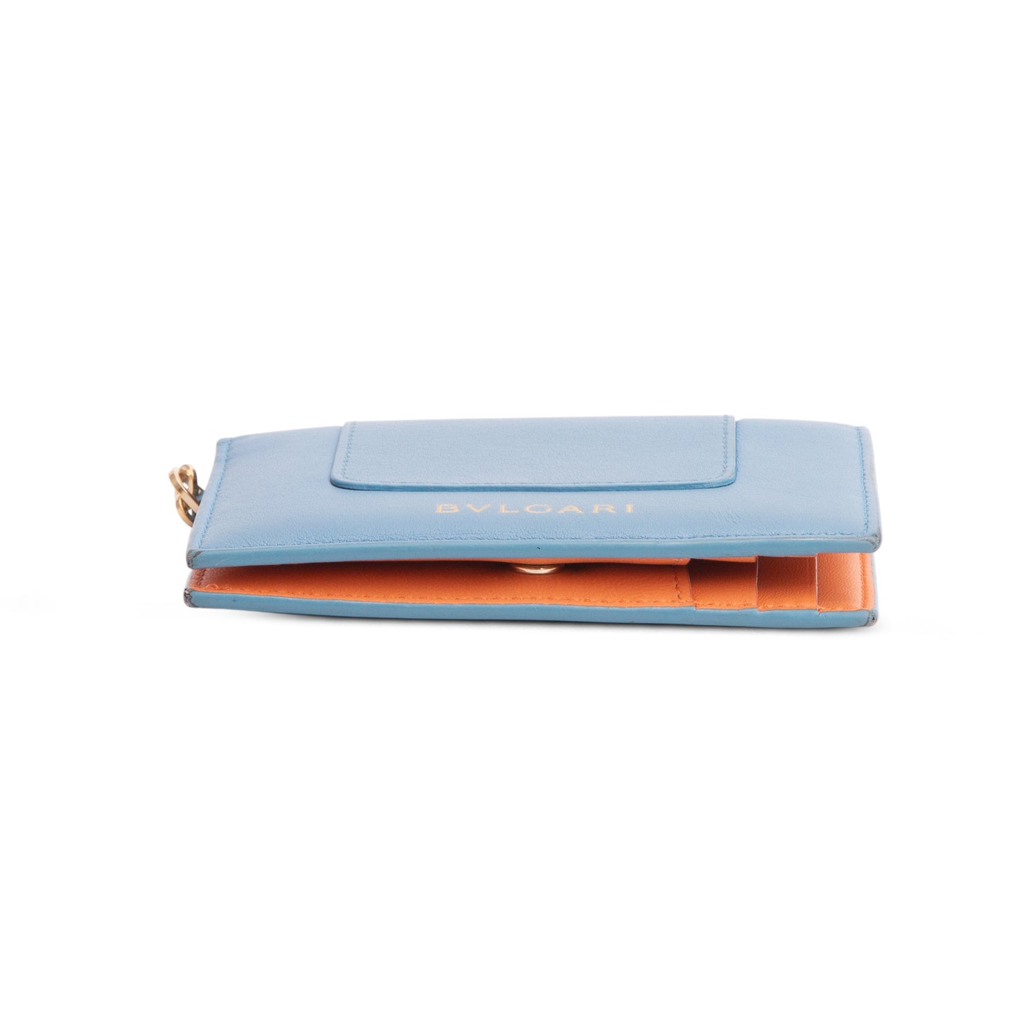 Bulgari Blue Calfskin Serpenti Forever Folded Card Holder w/ Box