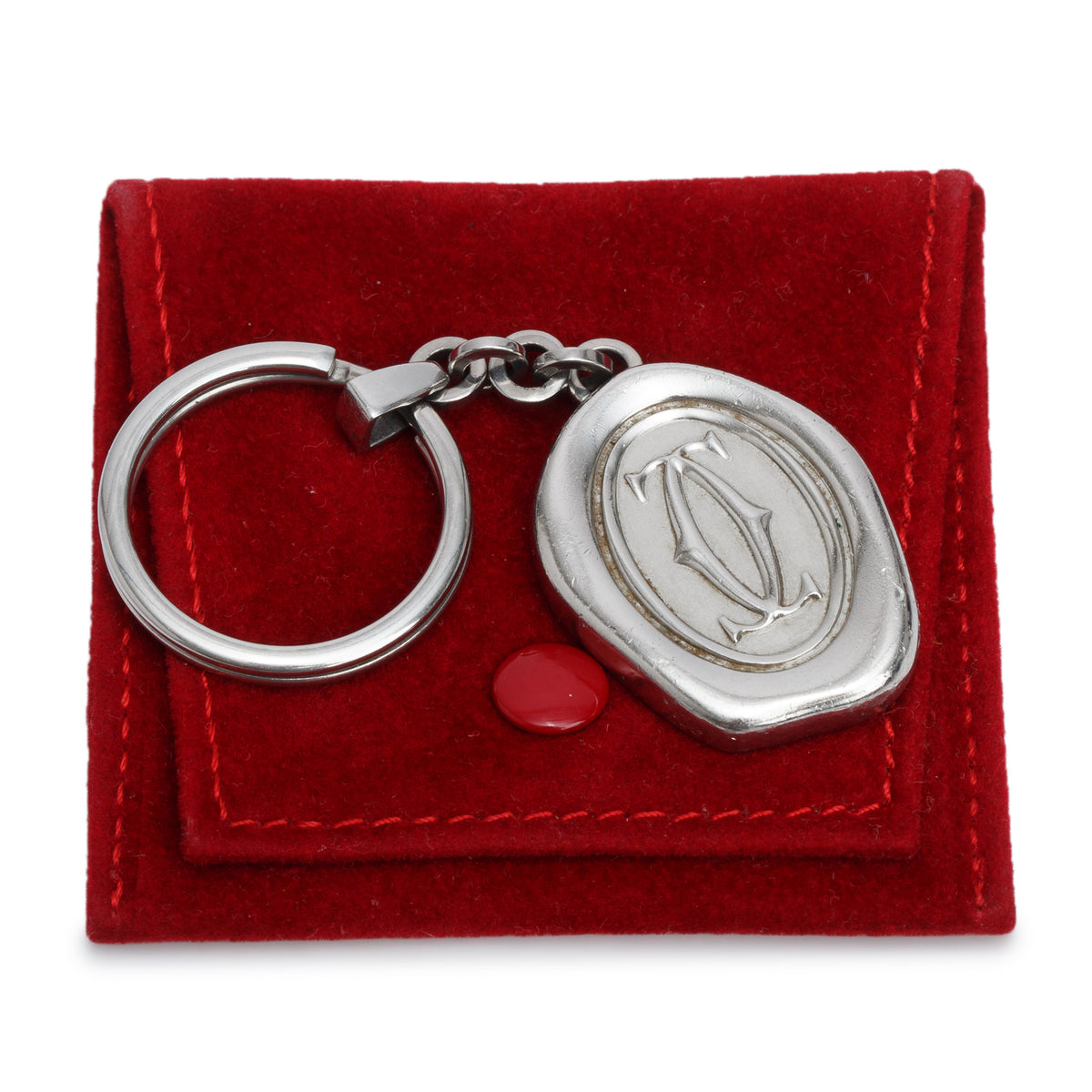 Cartier Silver Wax Seal Decor Key Ring