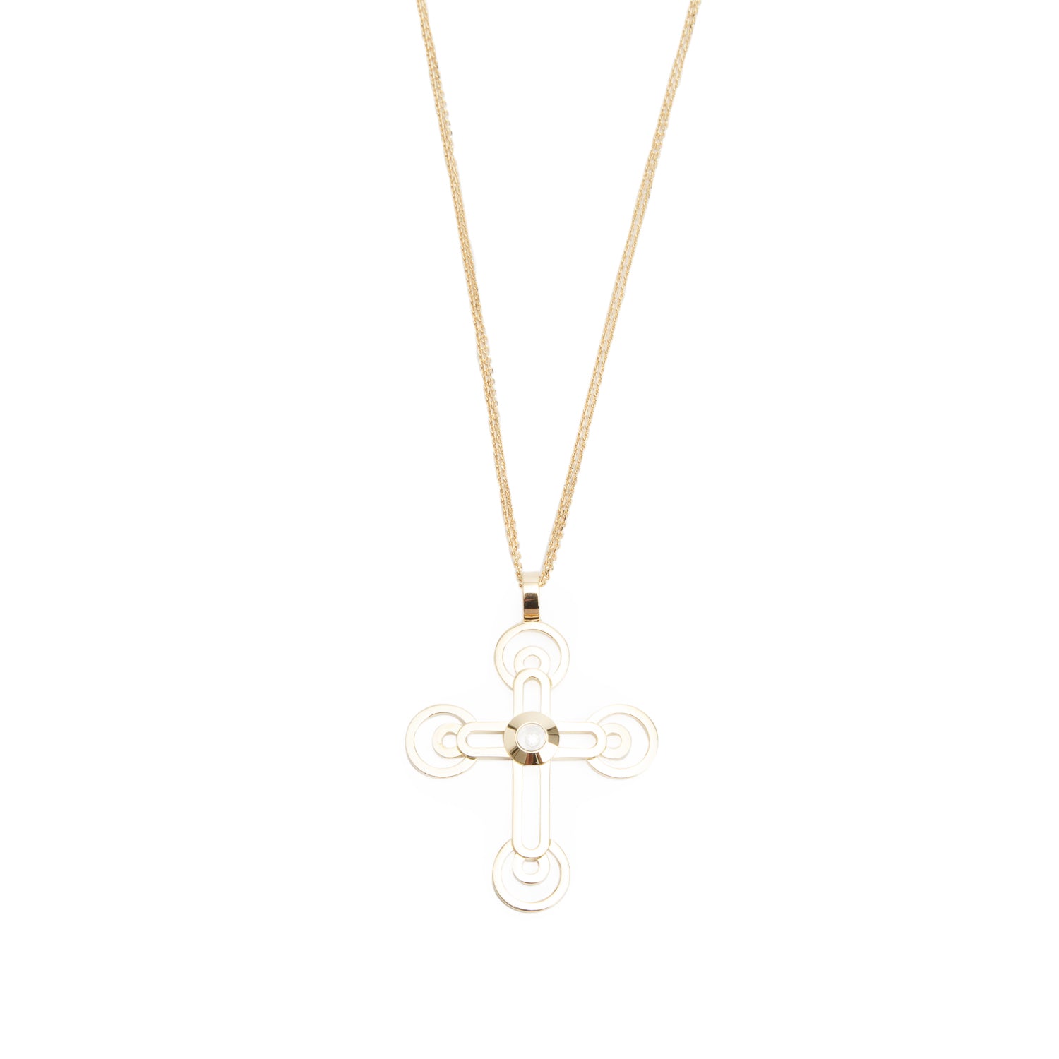 Chopard 18k Yellow Gold Floating Diamond Cross Pendant Necklace