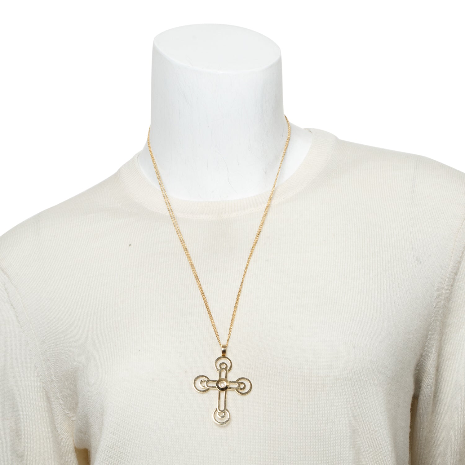 Chopard 18k Yellow Gold Floating Diamond Cross Pendant Necklace