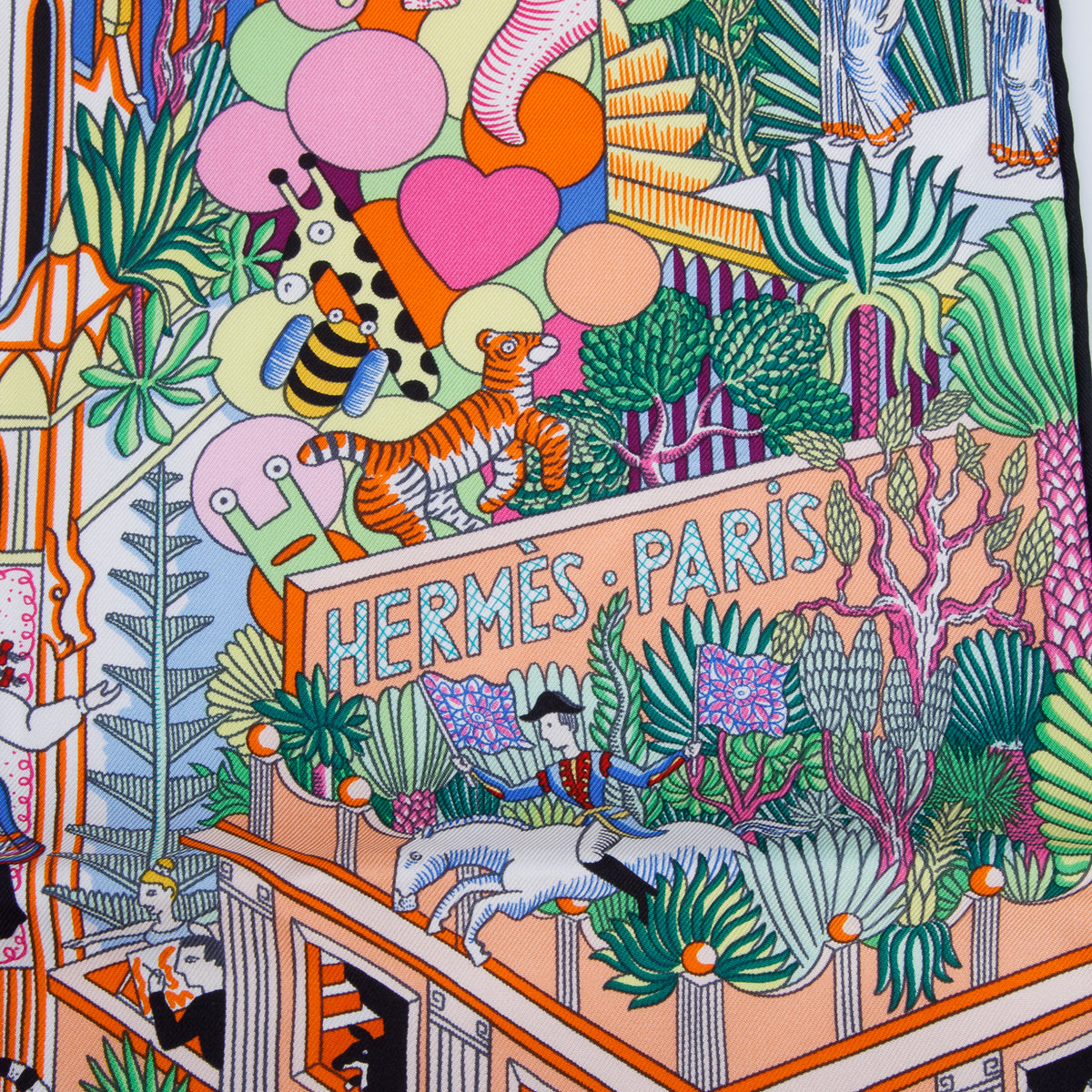 Hermes Multicolor 'Animapolis' Silk Scarf 90 w/ Box