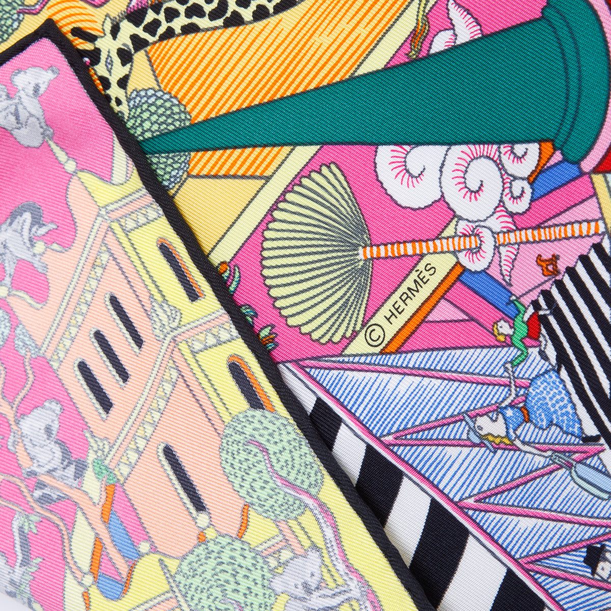 Hermes Multicolor 'Animapolis' Silk Scarf 90 w/ Box