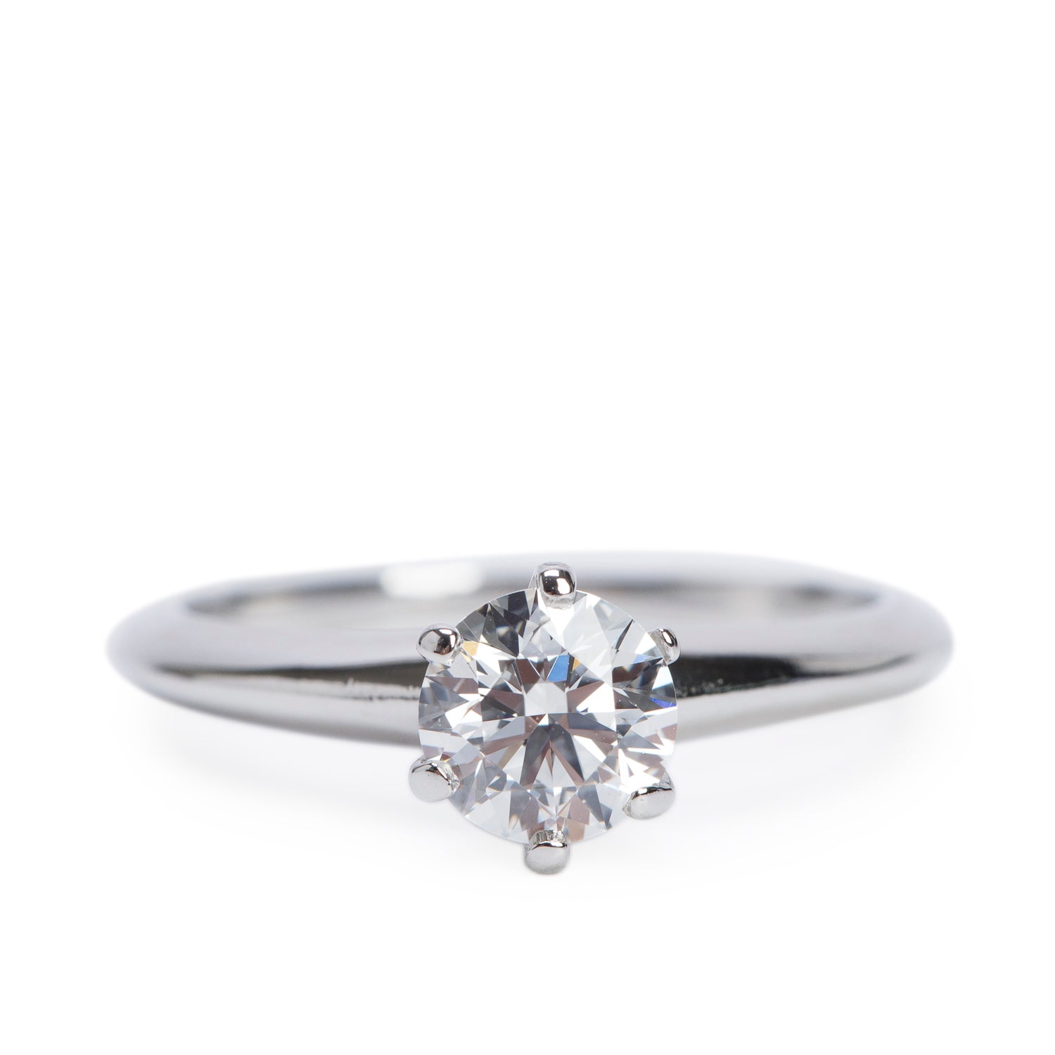 Tiffany & Co. Platinum 0.66 ct. Diamond Solitaire Engagement Ring, Size 4.75 w/ Box & Diamond Certificate