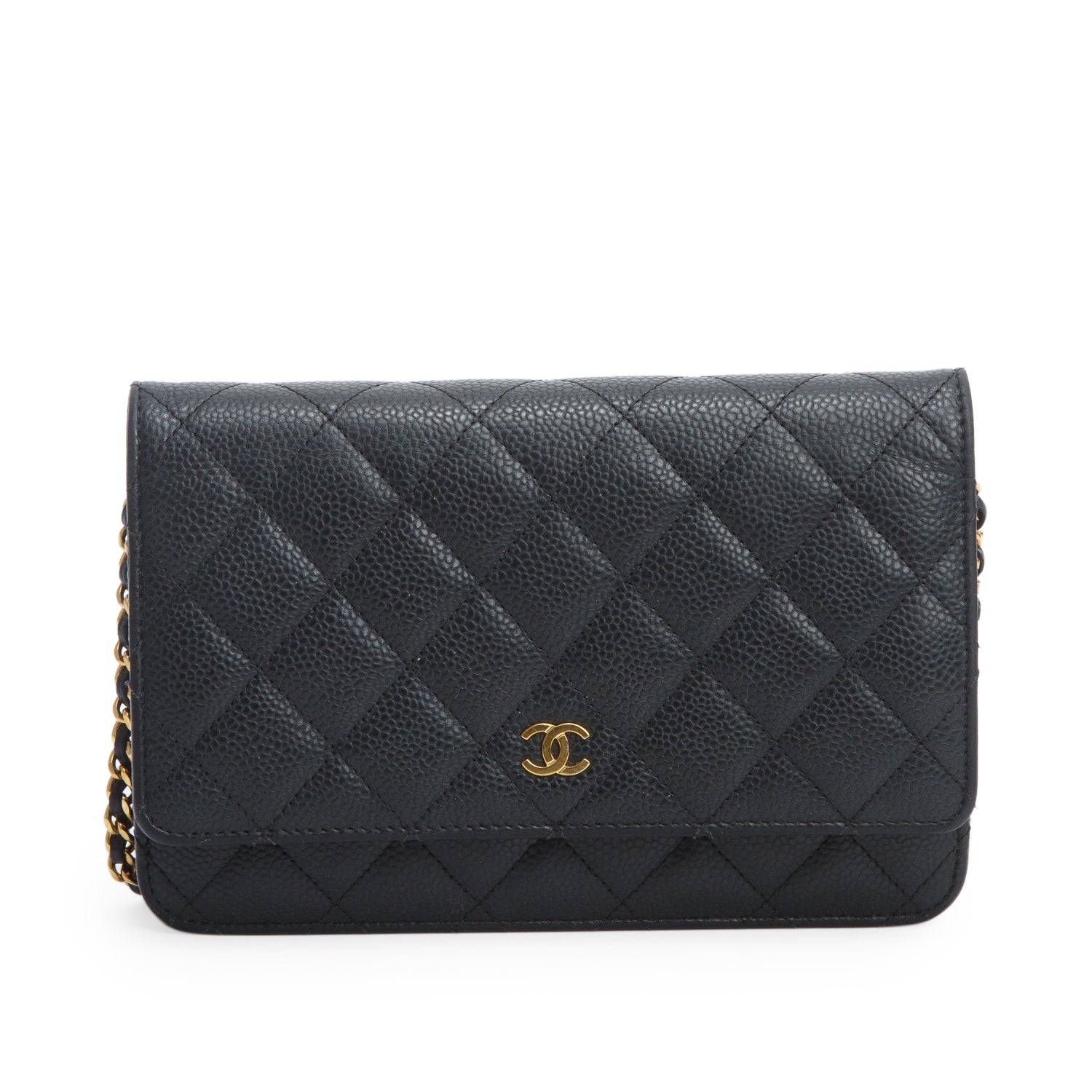 Chanel Black Quilted Caviar Classic Wallet on Chain
