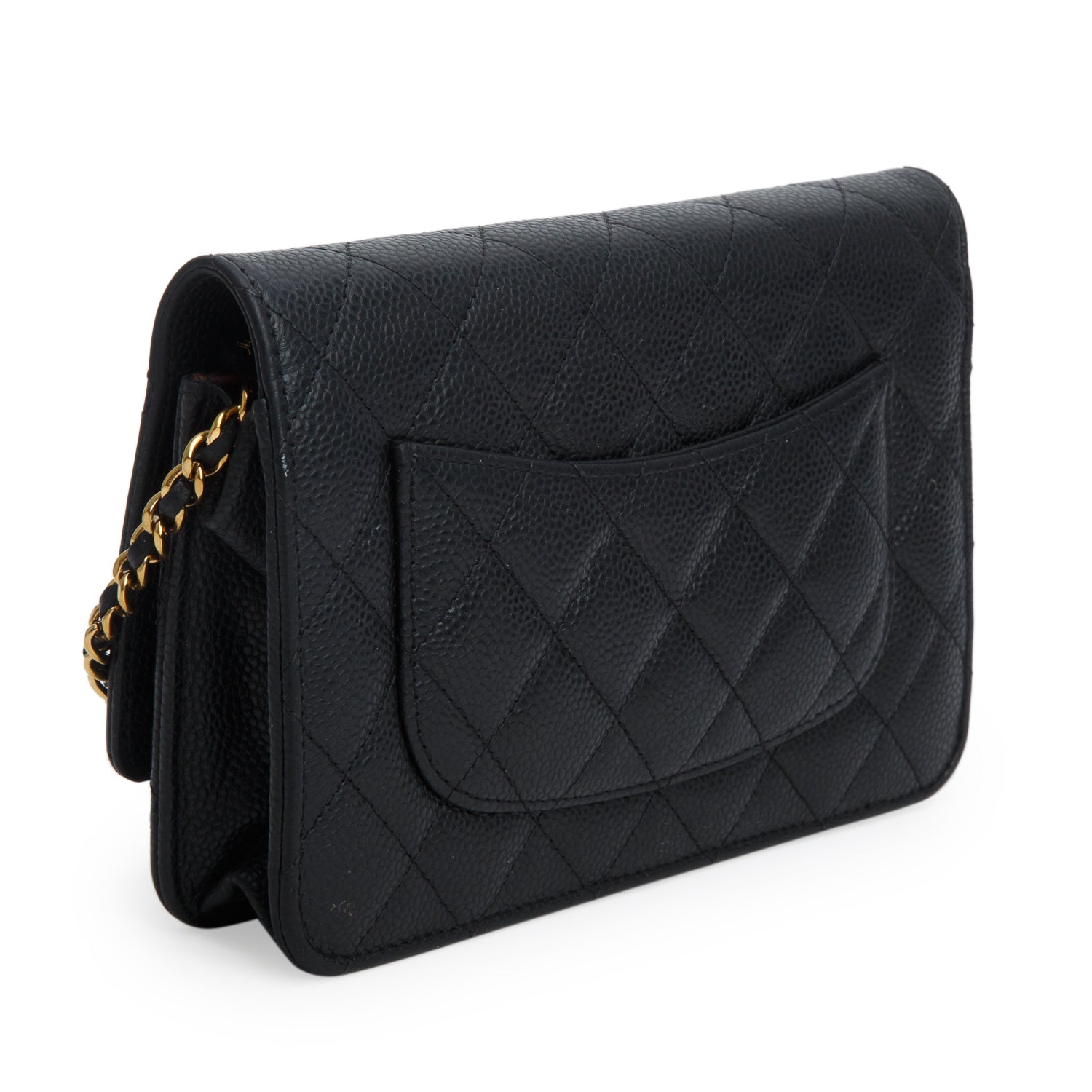 Chanel Black Quilted Caviar Classic Wallet on Chain