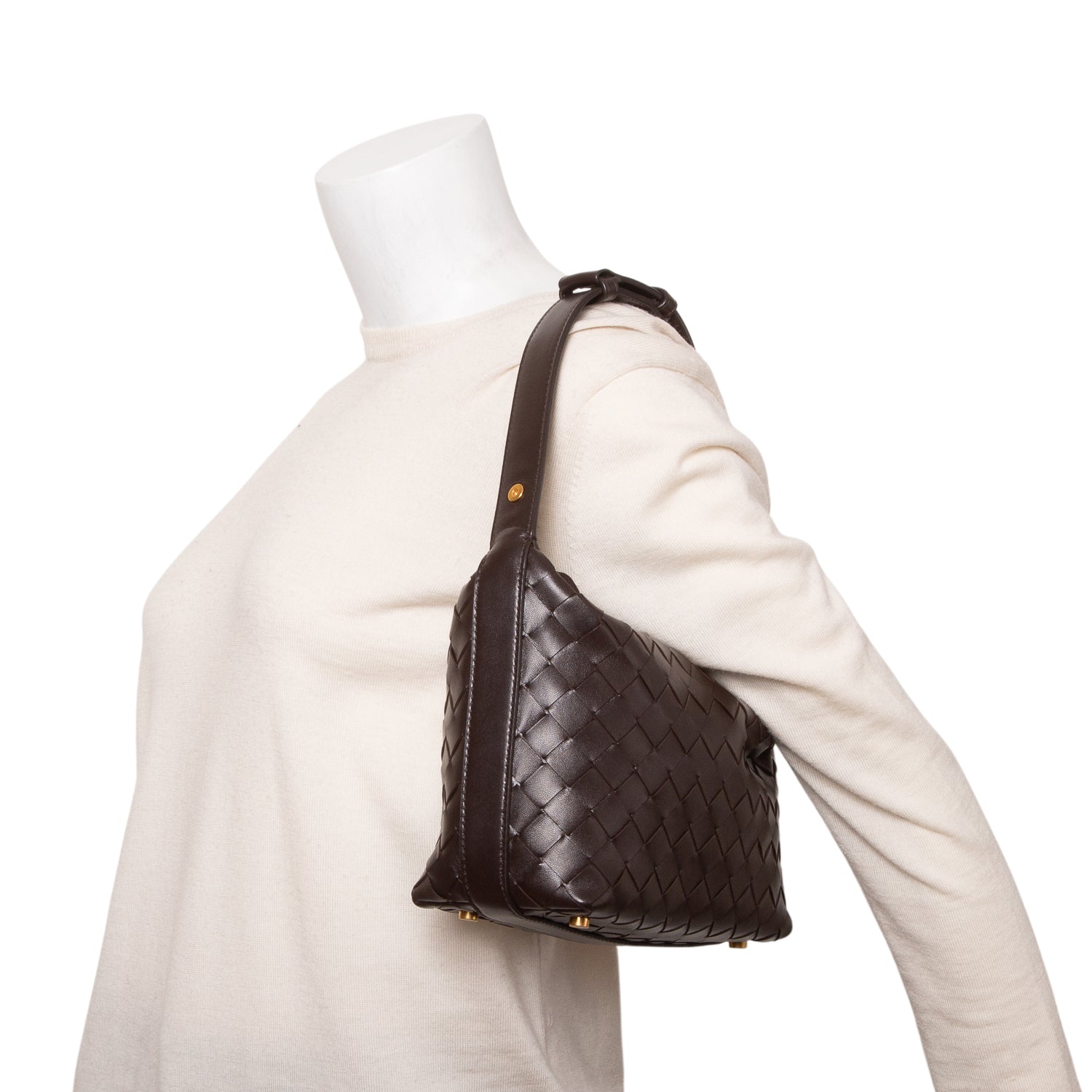 Bottega Veneta Brown Calfskin Nappa Intrecciato Mini Wallace w/ Box