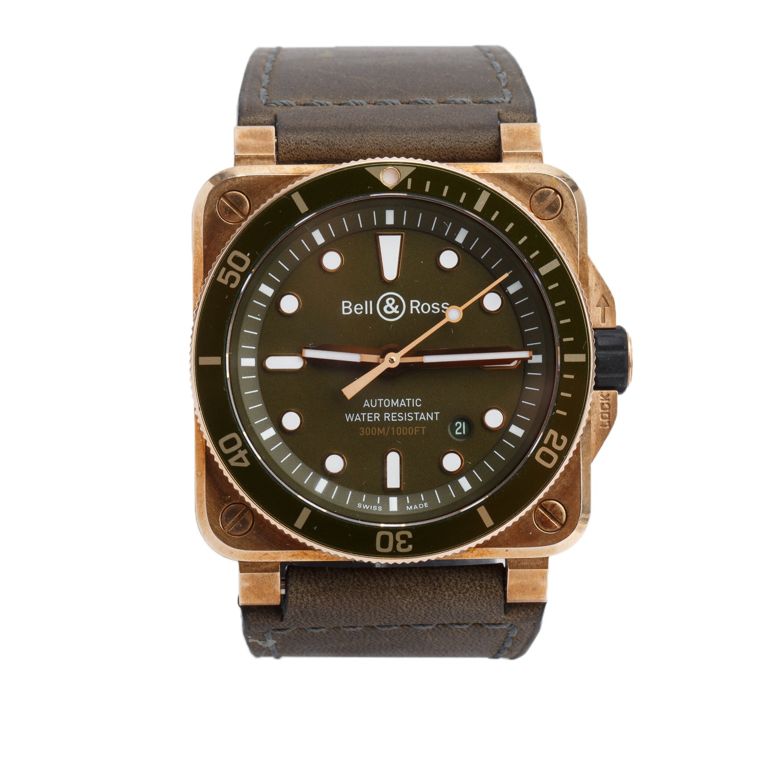 Bell & Ross Bronze & Stainless Steel BR03-92 42 MM Automatic Watch Green Dial w/ Box & Papers