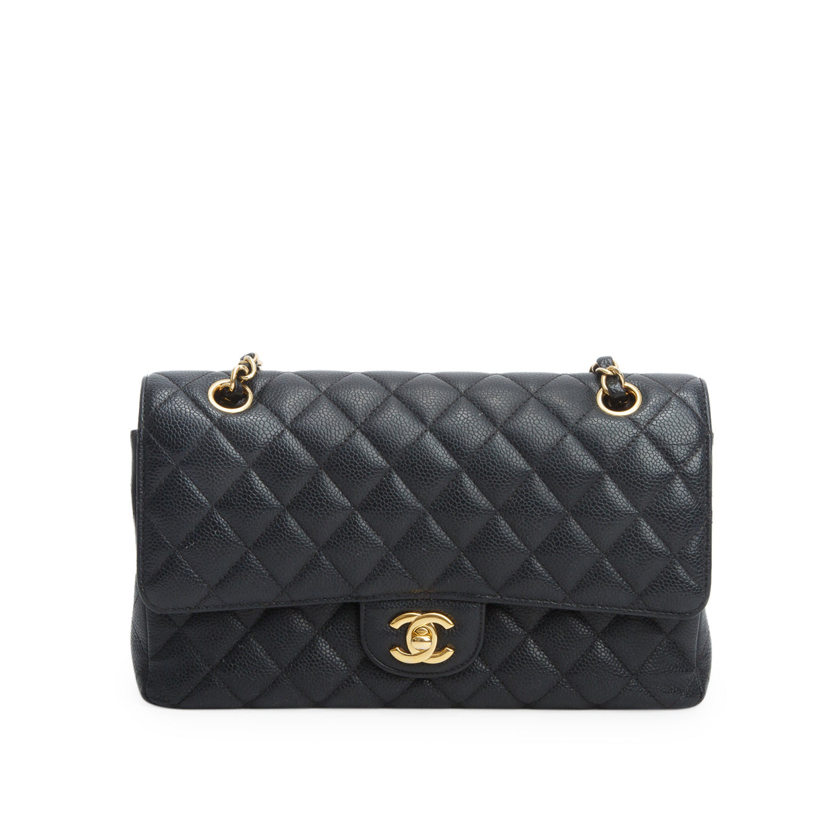 Chanel Black Caviar Quilted Medium Double Flap Bag w/ Authenticity Card & Receipt
